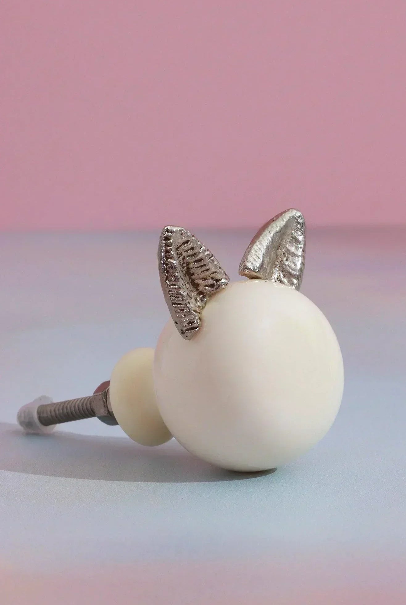 Handcrafted Kitty Pearl Ceramic & Brass Cupboard Knob - G Decor