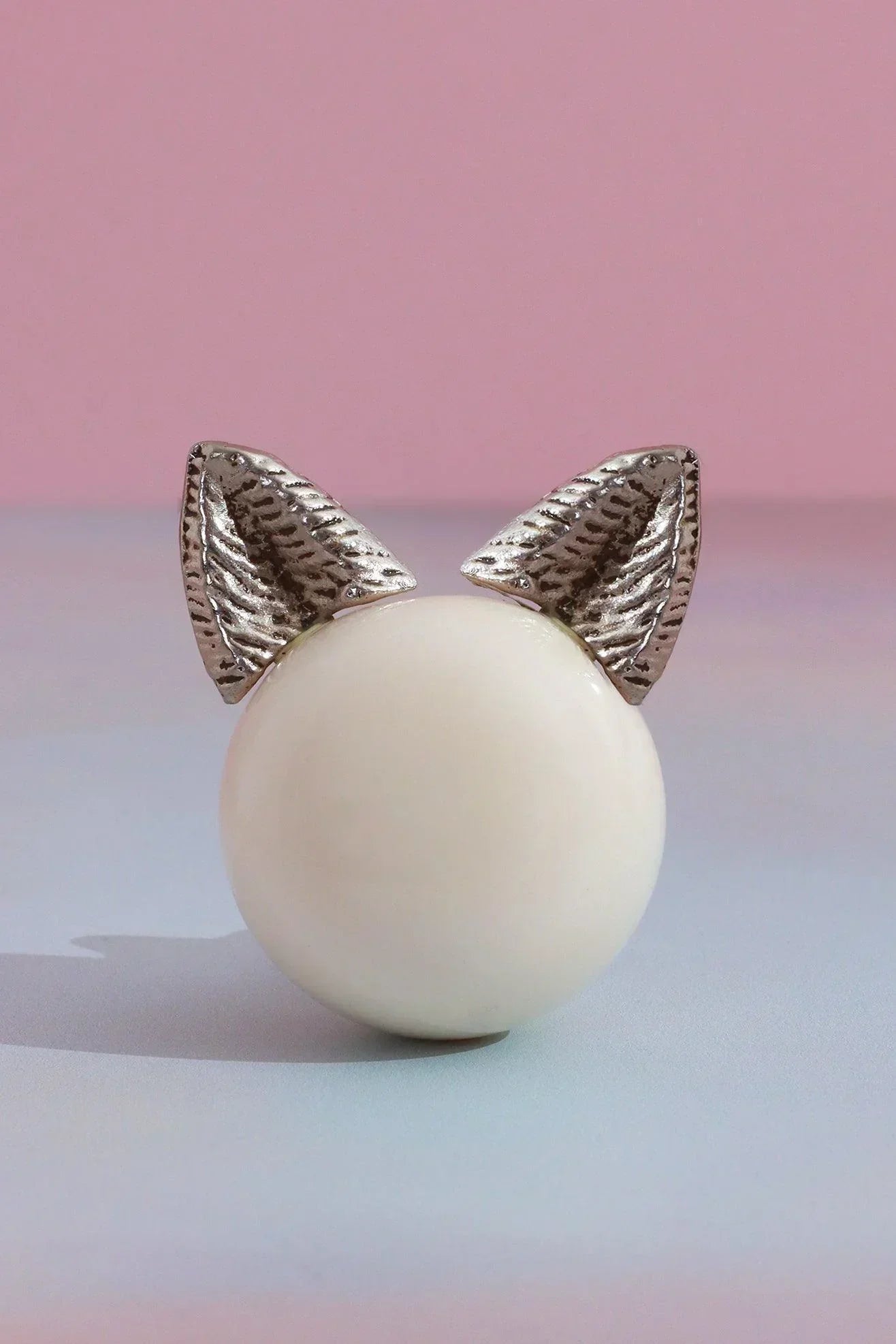 Handcrafted Kitty Pearl Ceramic & Brass Cupboard Knob - G Decor