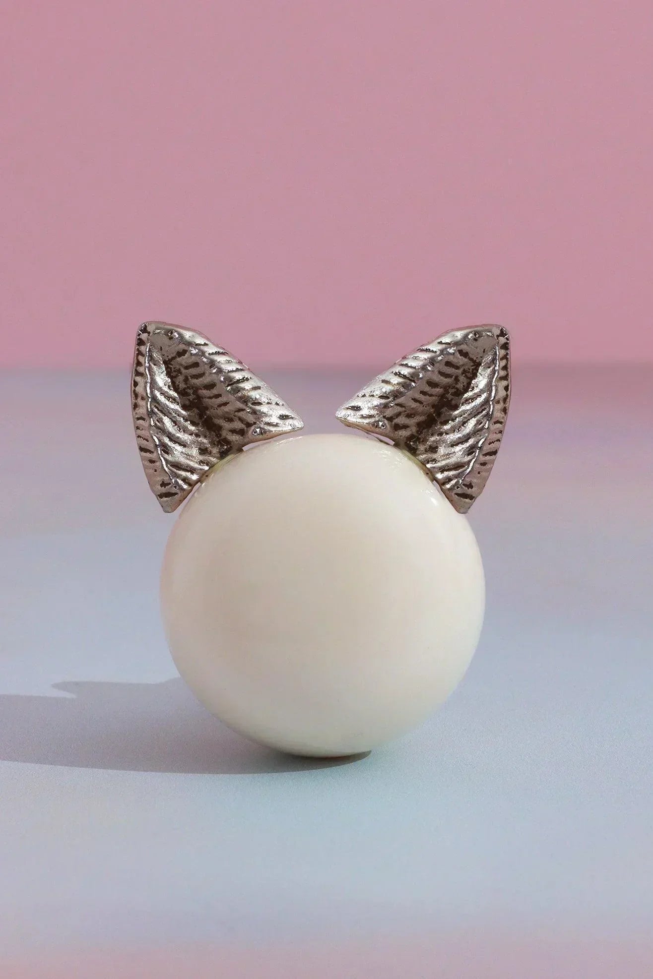 Handcrafted Kitty Pearl Ceramic & Brass Cupboard Knob - G Decor