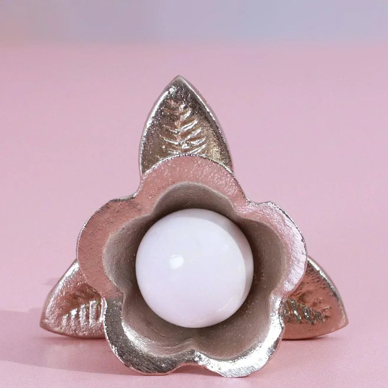 Handcrafted Lily Pearl Floral Ceramic & Brass Door Handle - G Decor