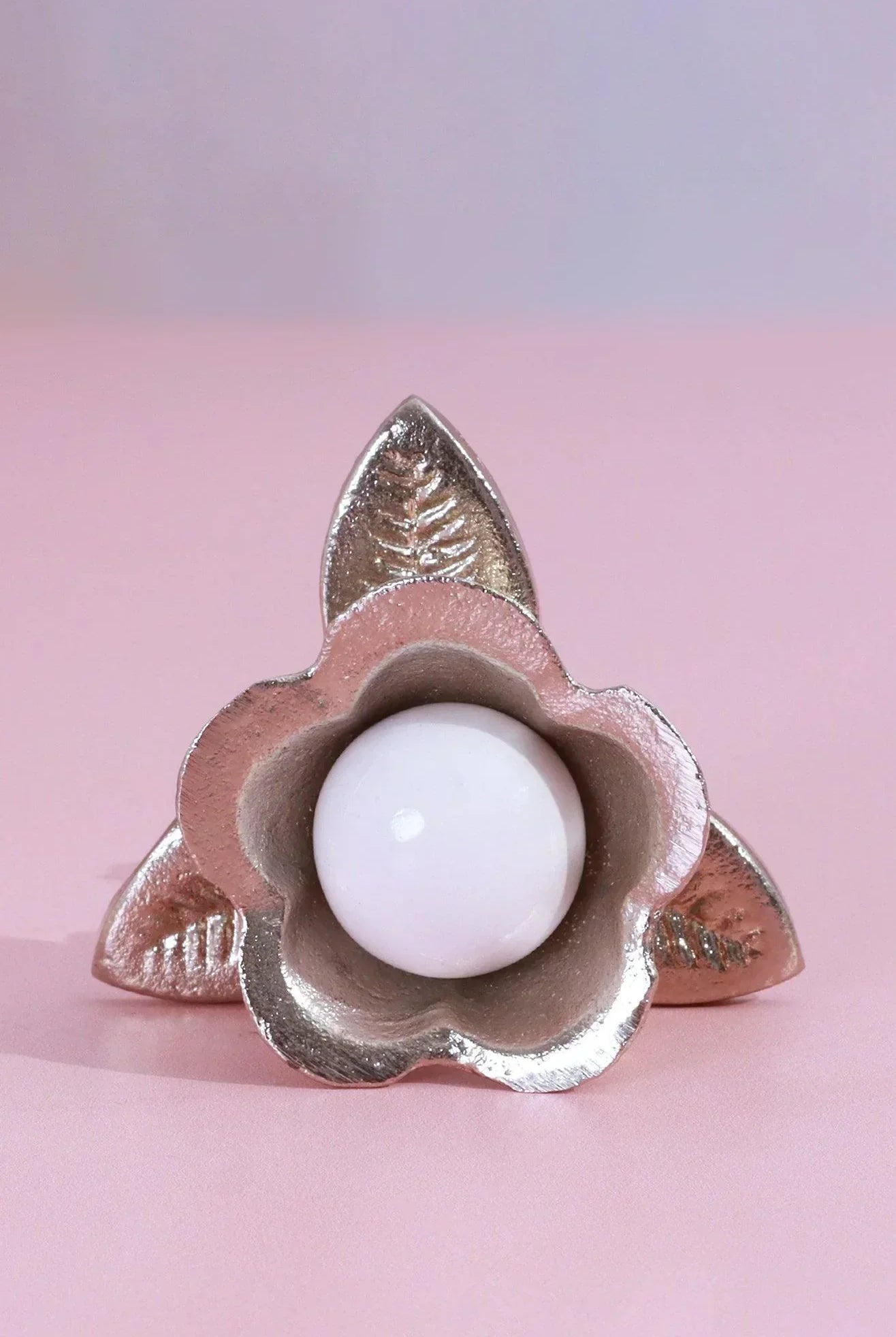 Handcrafted Lily Pearl Floral Ceramic & Brass Door Handle - G Decor