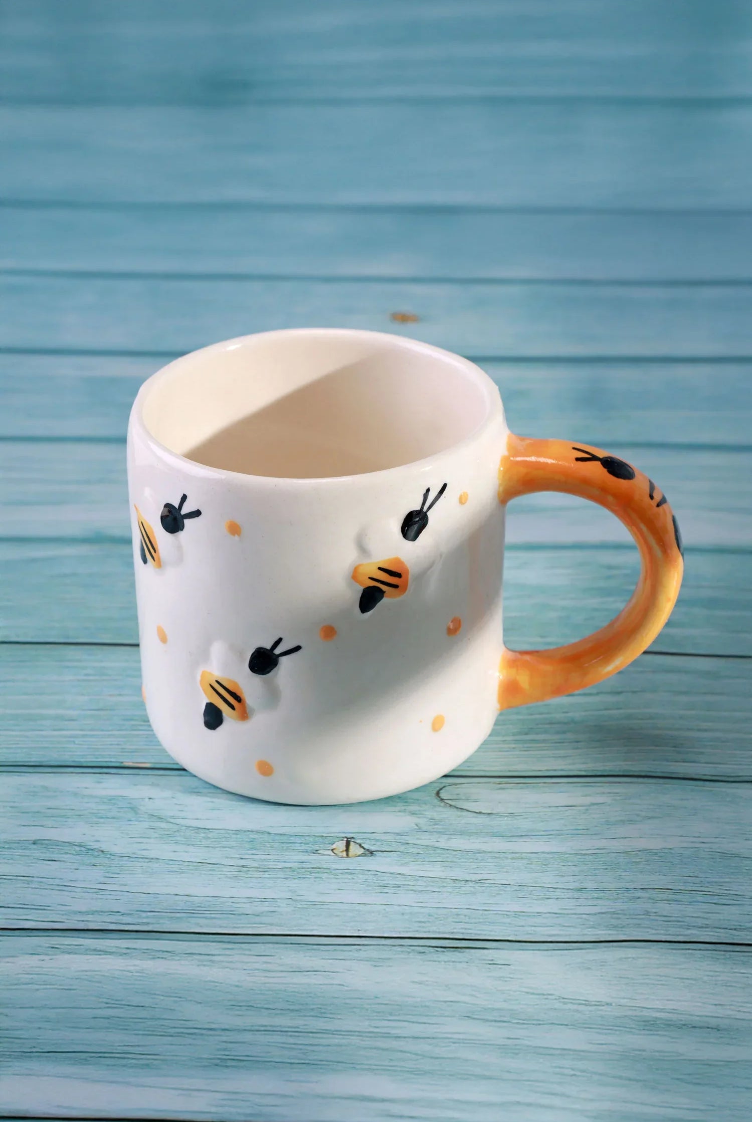 Handmade & Hand-Painted Bee & Cherry Mug Collection Ceramic Tea & Coffee Cups - G Decor