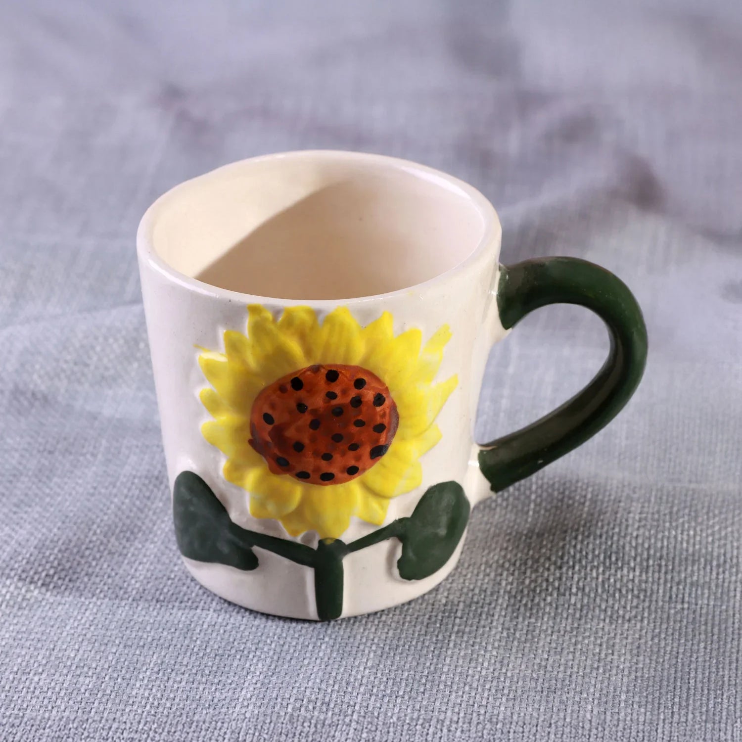 Handmade & Hand-Painted Sunflower Bloom Mug Collection Ceramic Tea & Coffee Cups - G Decor
