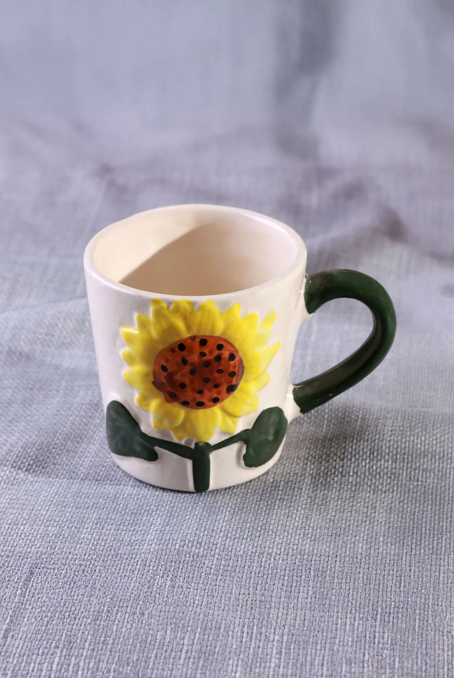 Handmade & Hand-Painted Sunflower Bloom Mug Collection Ceramic Tea & Coffee Cups - G Decor