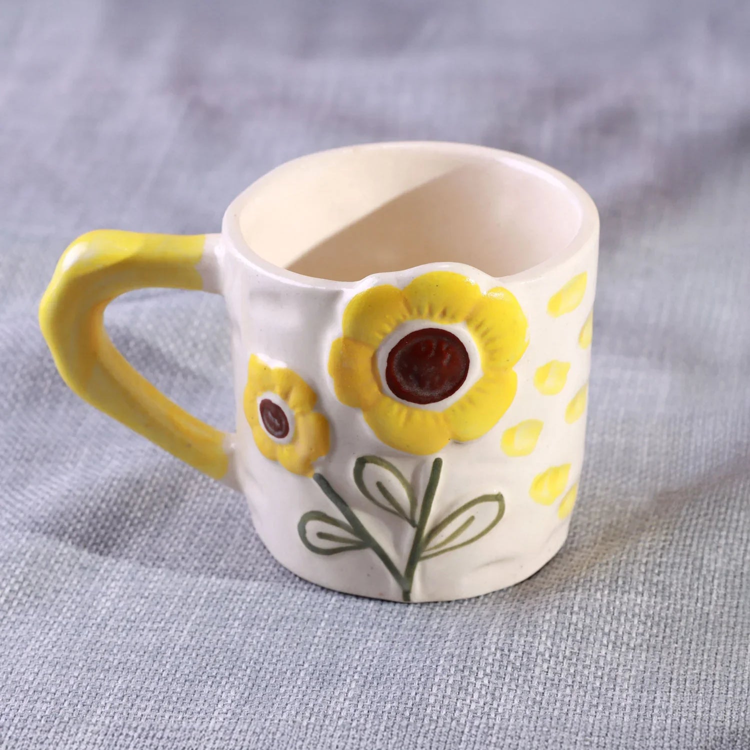 Handmade & Hand-Painted Sunflower Bloom Mug Collection Ceramic Tea & Coffee Cups - G Decor