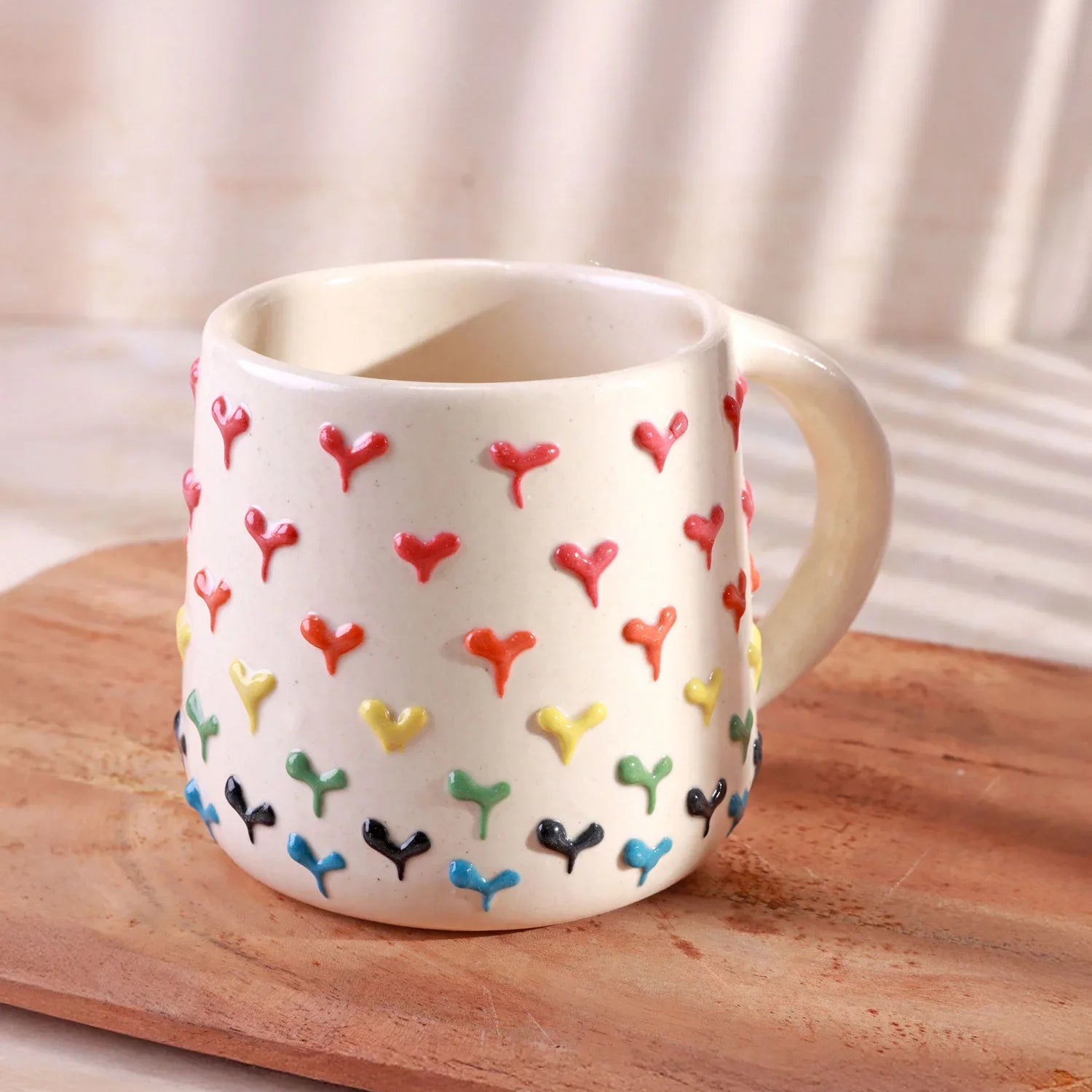 Handmade & Hand-Painted Tulip & Hearts Mug Collection Ceramic Tea & Coffee Cups - G Decor