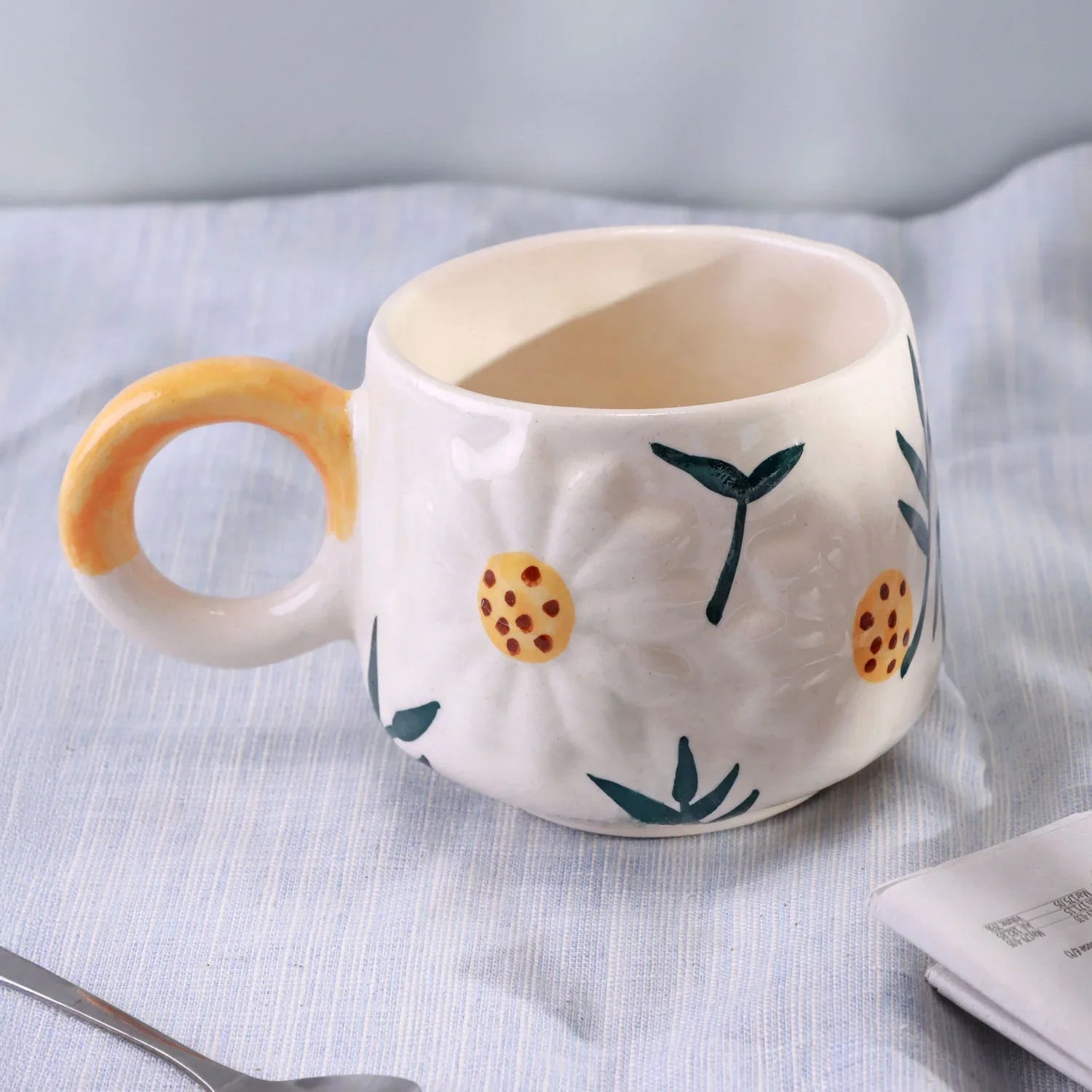 Handmade & Hand-Painted Wildflower Meadow Mug Ceramic Tea & Coffee Cup - G Decor