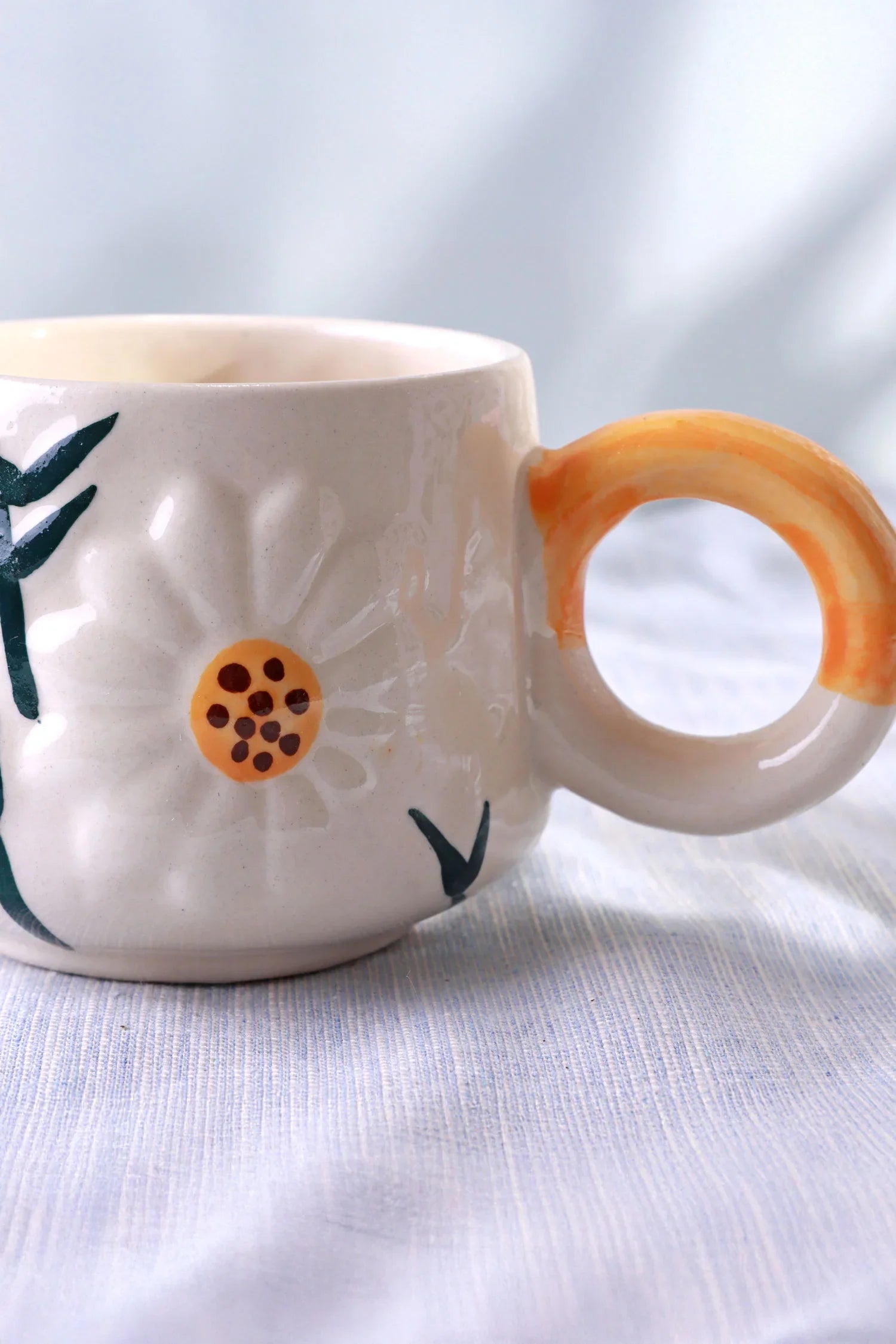 Handmade & Hand-Painted Wildflower Meadow Mug Ceramic Tea & Coffee Cup - G Decor