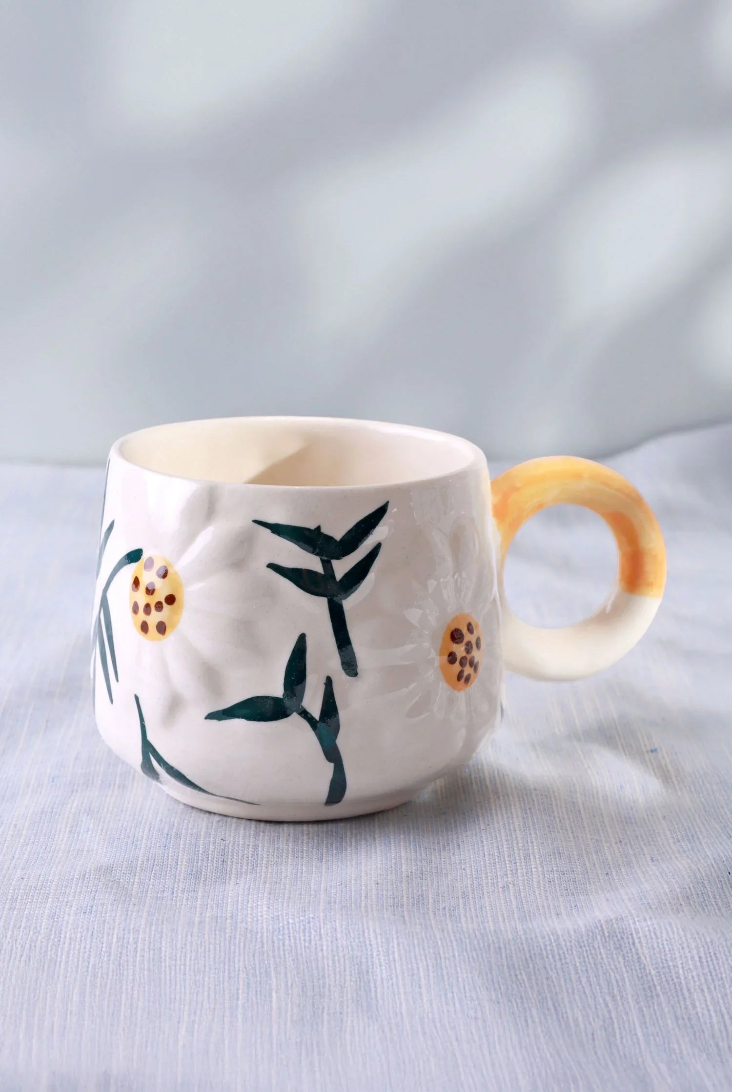Handmade & Hand-Painted Wildflower Meadow Mug Ceramic Tea & Coffee Cup - G Decor