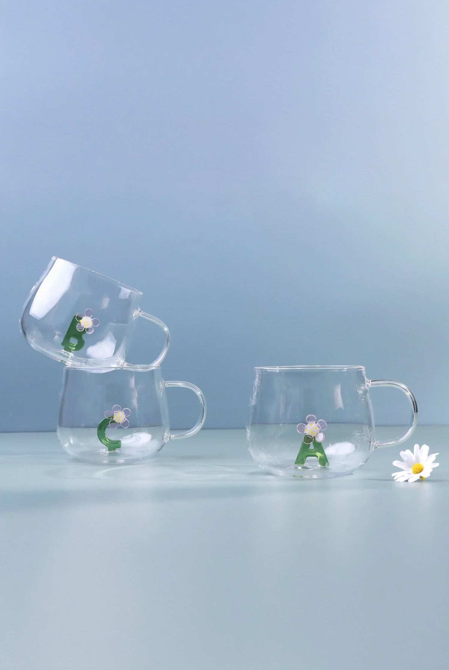 Handmade Monogram Glass Florist Personalised Alphabet Letters 3D Tea & Coffee Mugs – A to Z - G Decor