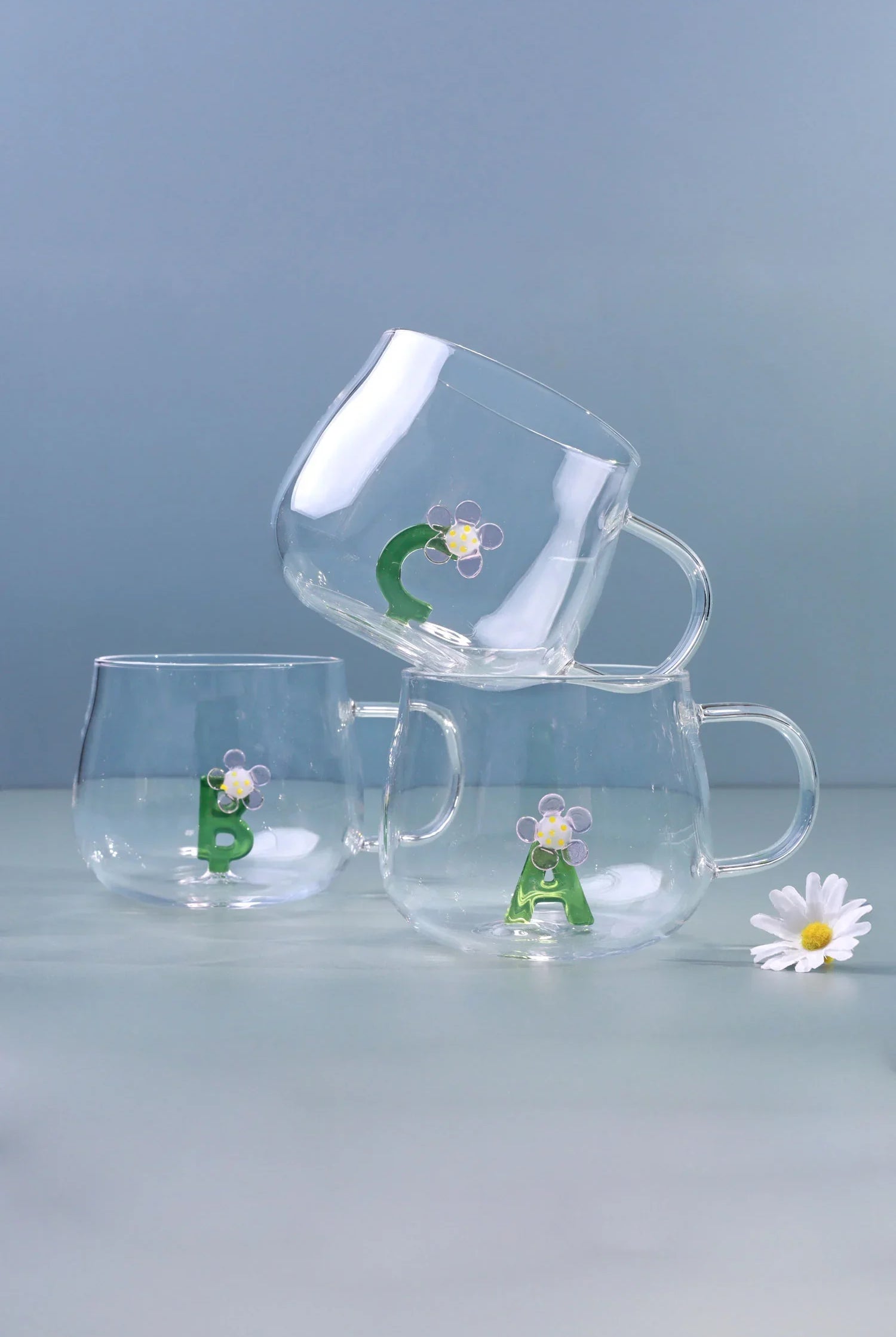 Handmade Monogram Glass Florist Personalised Alphabet Letters 3D Tea & Coffee Mugs – A to Z - G Decor