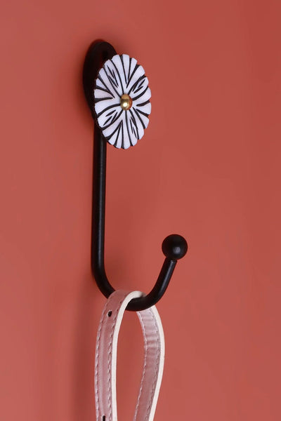Hand-Painted White Mother of Pearl Bloom Wall Coat Hook