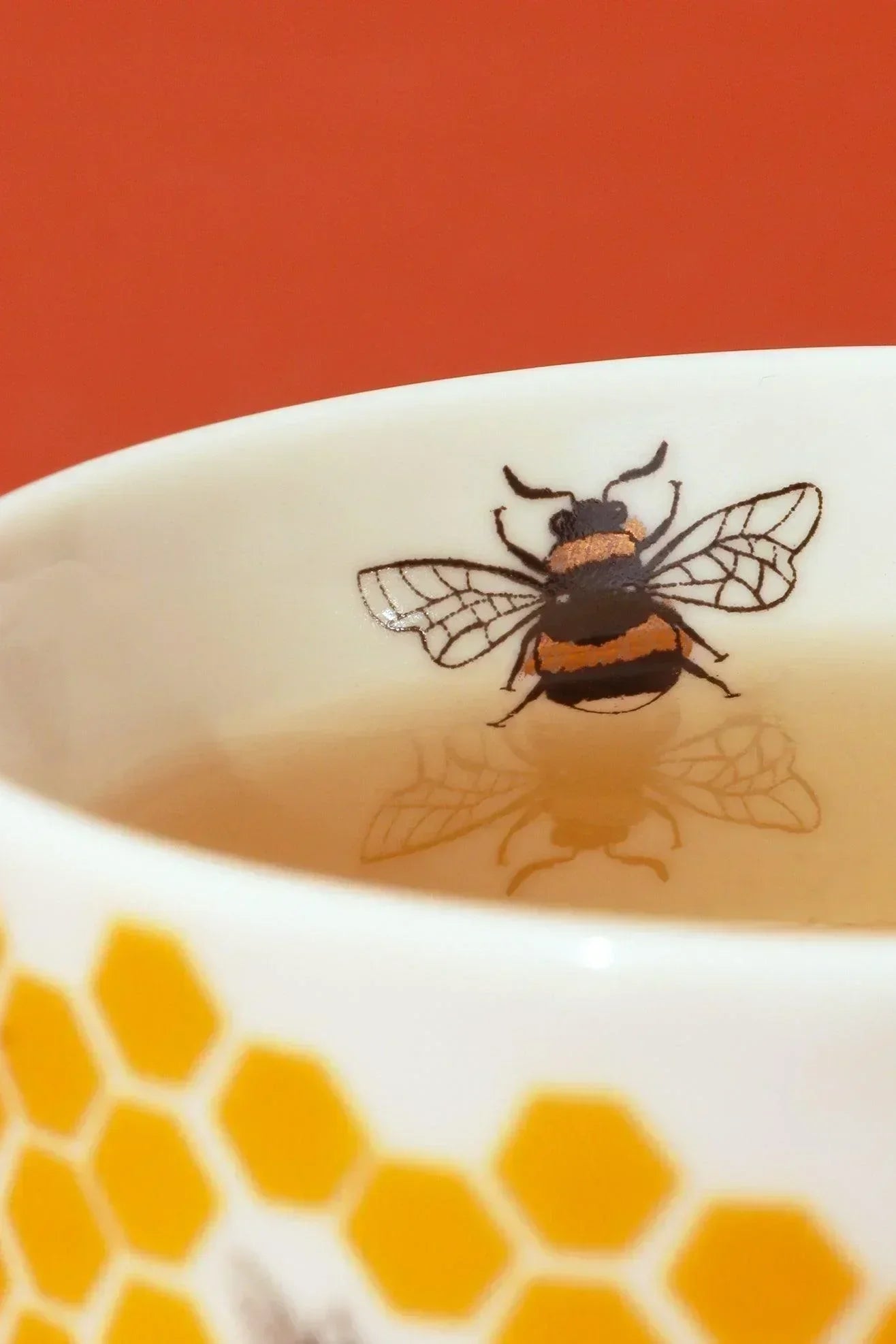 Honeycomb Buzz Gold Mug Gold Handle Ceramic Cup - G Decor