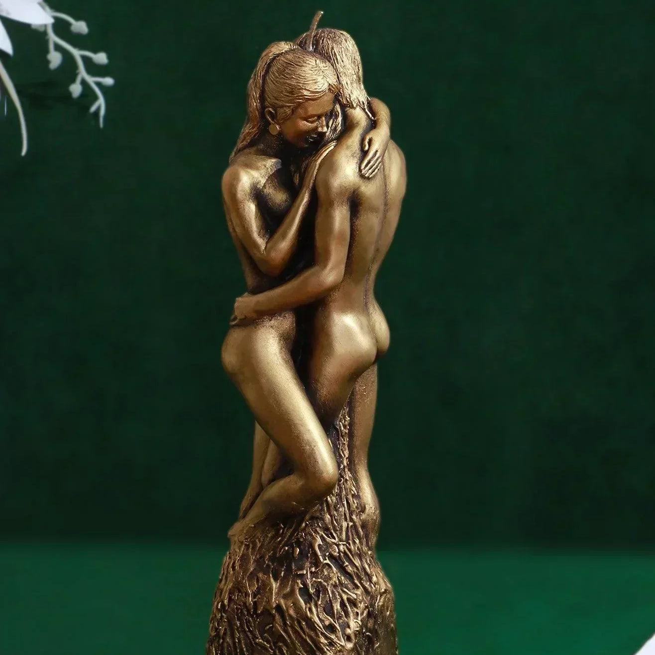 Infinita Intertwine Balance Large Sculptural Candle, Hand-Finished Cast Wax Form in Gold Finish - G Decor