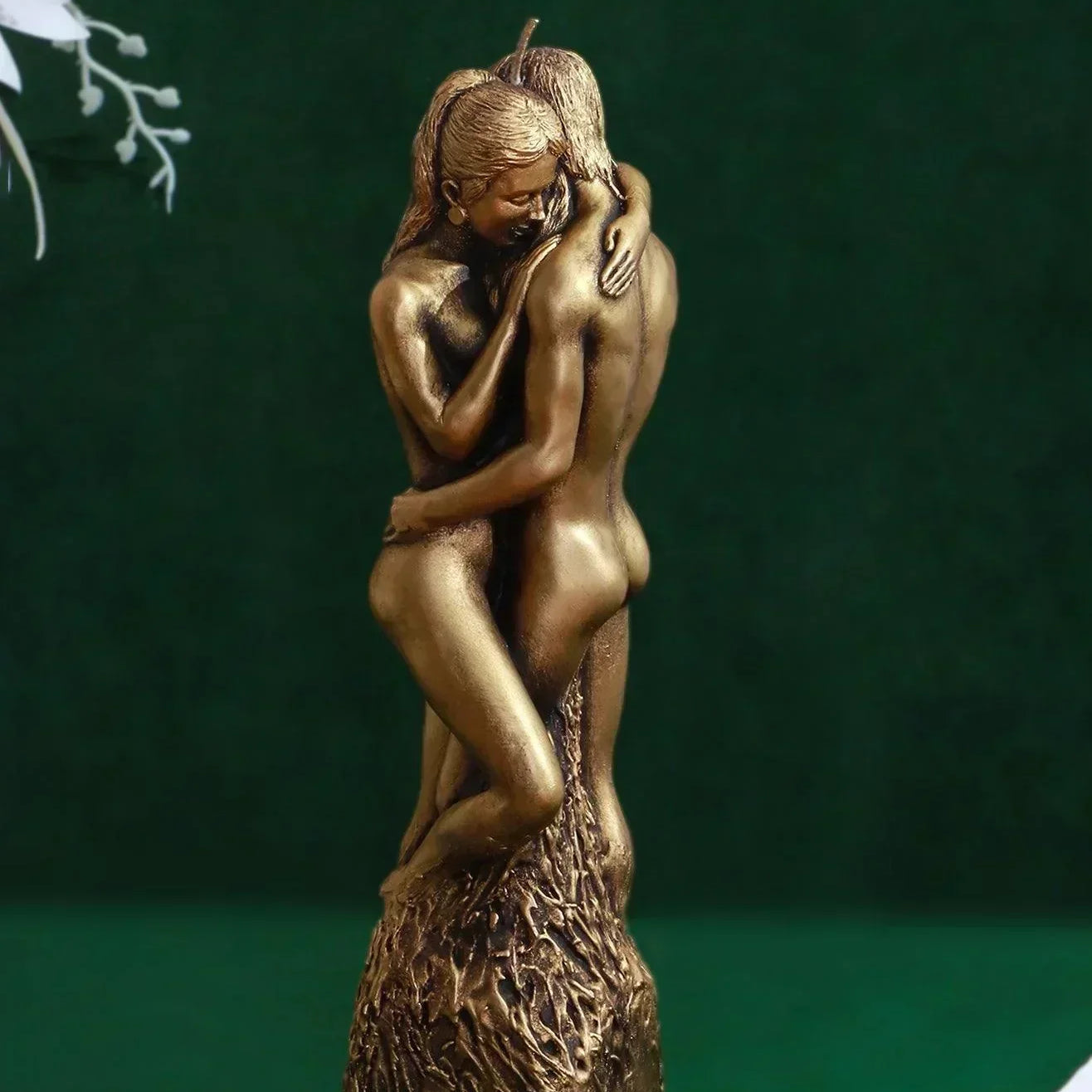 Infinita Intertwine Balance Large Sculptural Candle, Hand-Finished Cast Wax Form in Gold Finish - G Decor