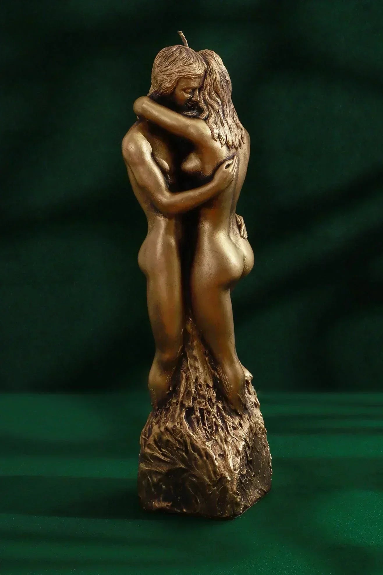 Infinita Intertwine Balance Large Sculptural Candle, Hand-Finished Cast Wax Form in Gold Finish - G Decor