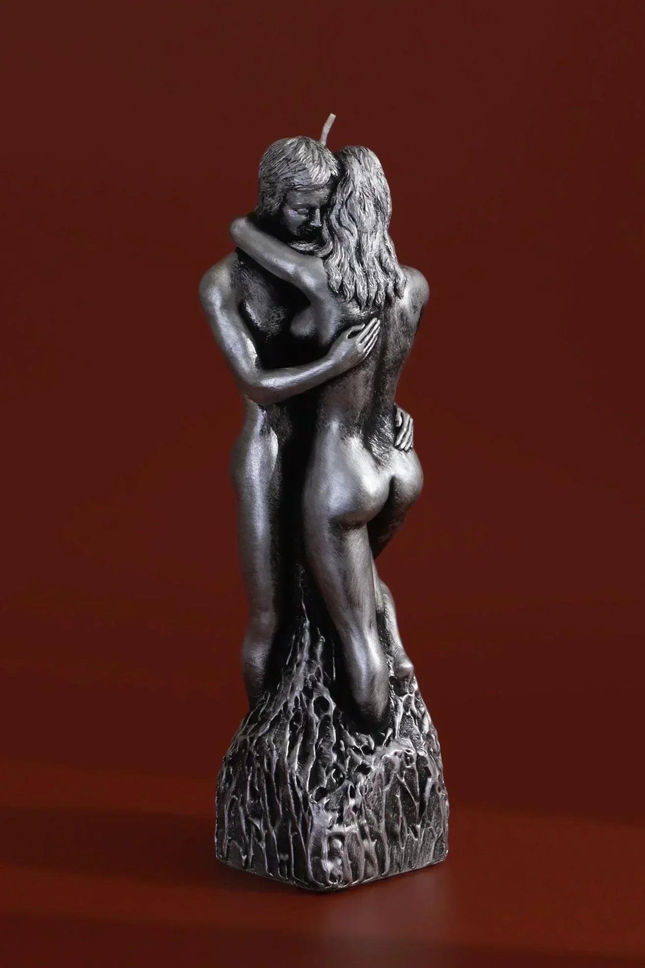 Infinita Intertwine Balance Large Sculptural Candle, Hand-Finished Cast Wax Form in Silver Finish - G Decor