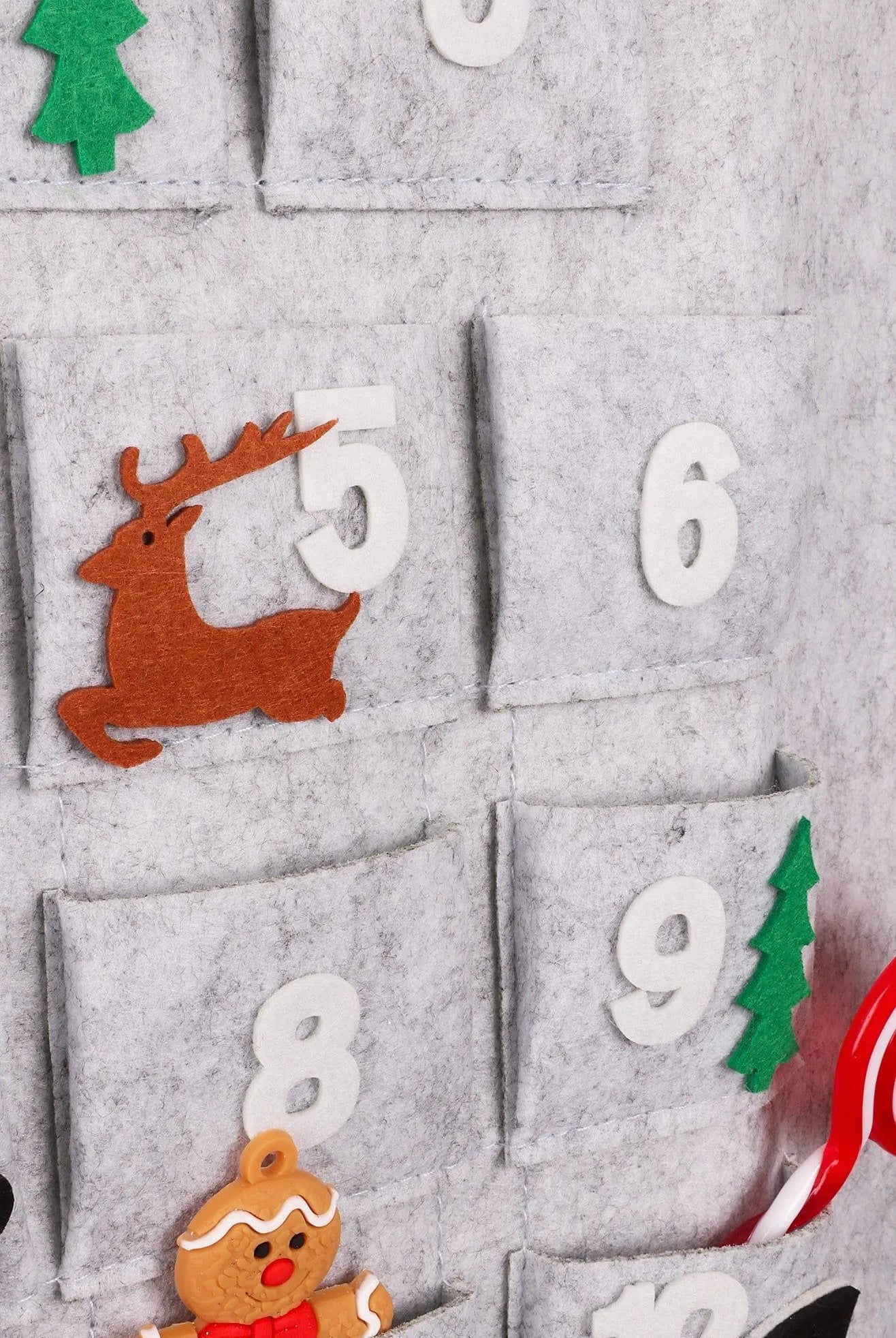 Jolly Wall Santa XL Felt Advent Calendar Reusable & Long-Lasting Grey Winter Magic - G Decor