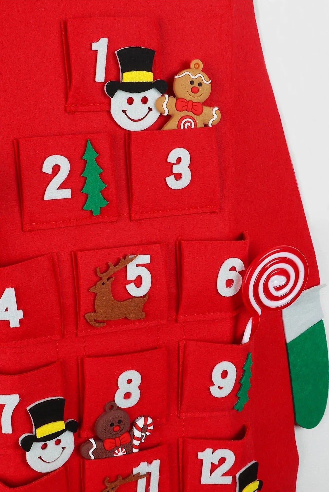 Jolly Wall Santa XL Felt Advent Calendar Reusable & Long-Lasting Red North Pole Delight - G Decor