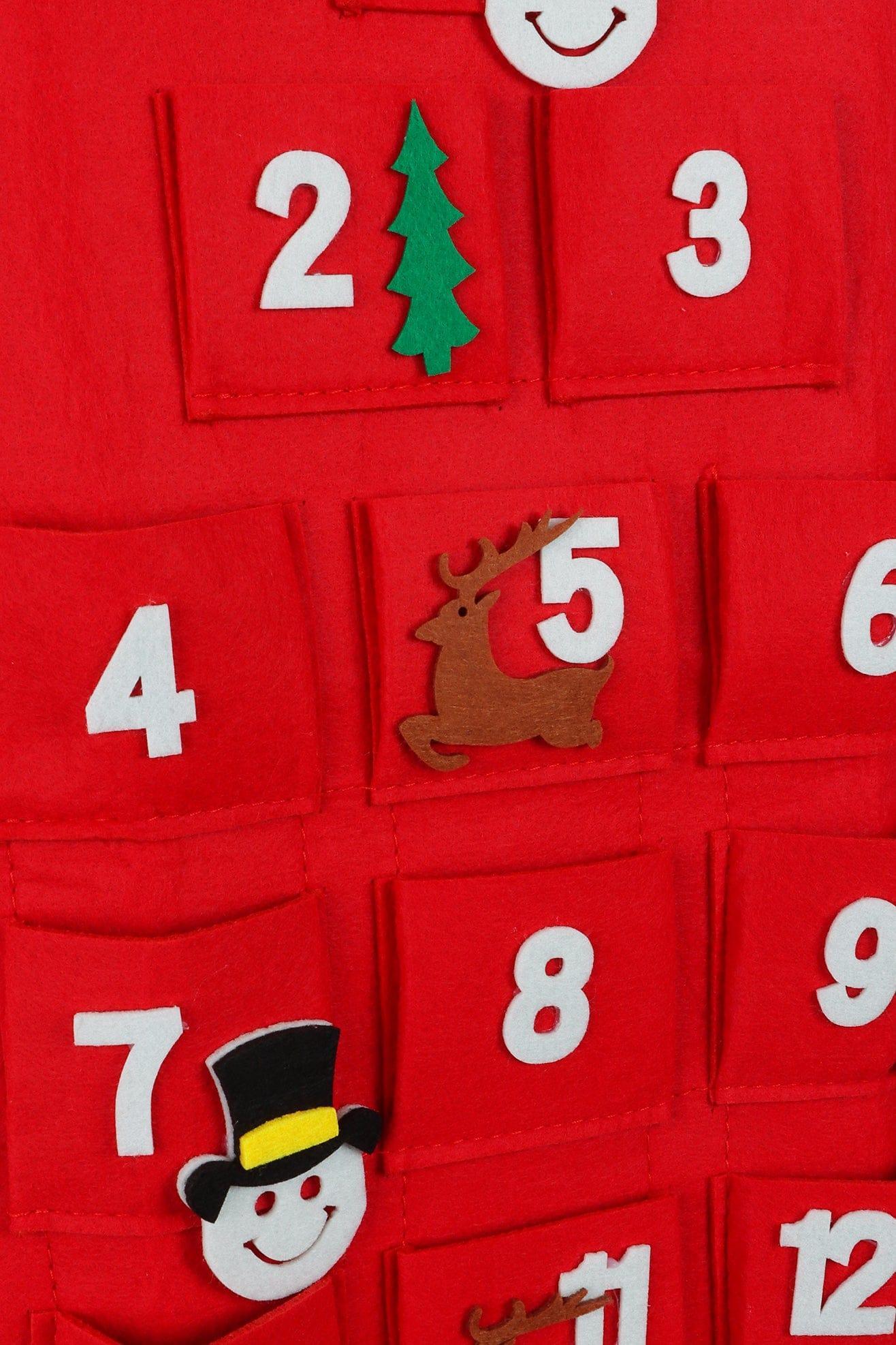 Jolly Wall Santa XL Felt Advent Calendar Reusable & Long-Lasting Red North Pole Delight - G Decor