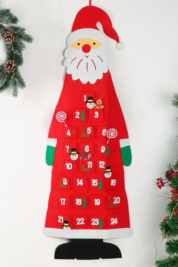 Jolly XL Wall Santa Felt Reusable Advent Calendar in Red
