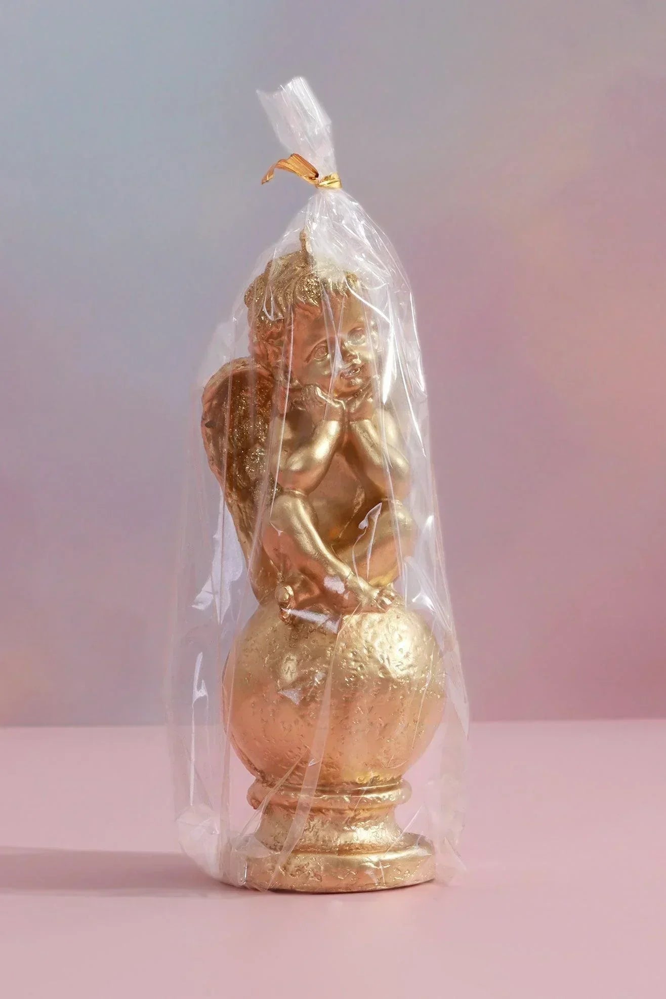 L'Ange Dorée de l'Or – Rococo Golden Cherub Candle, Gold Angel of Fortune - G Decor