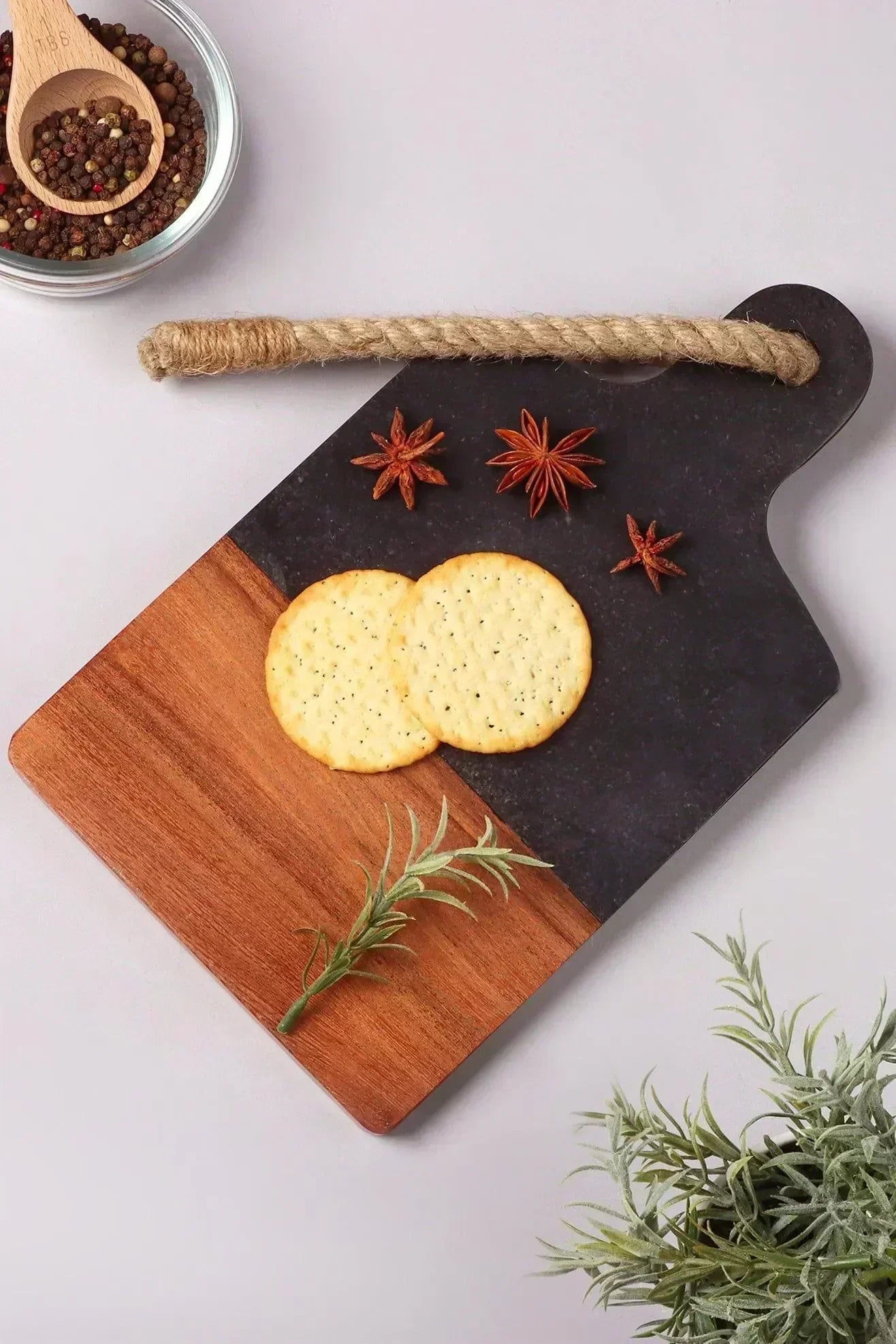 large-black-marble-and-wood-chunky-chopping-and-charcuterie-board-g-decor-10089 - G Decor