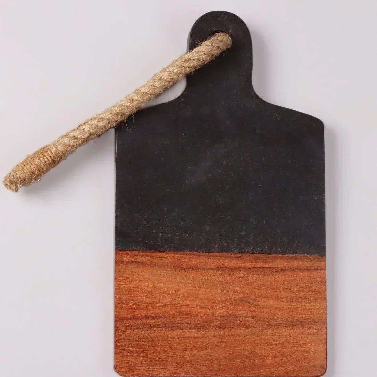 Large Black Marble and Wood Chunky Chopping and Charcuterie Board - G Decor