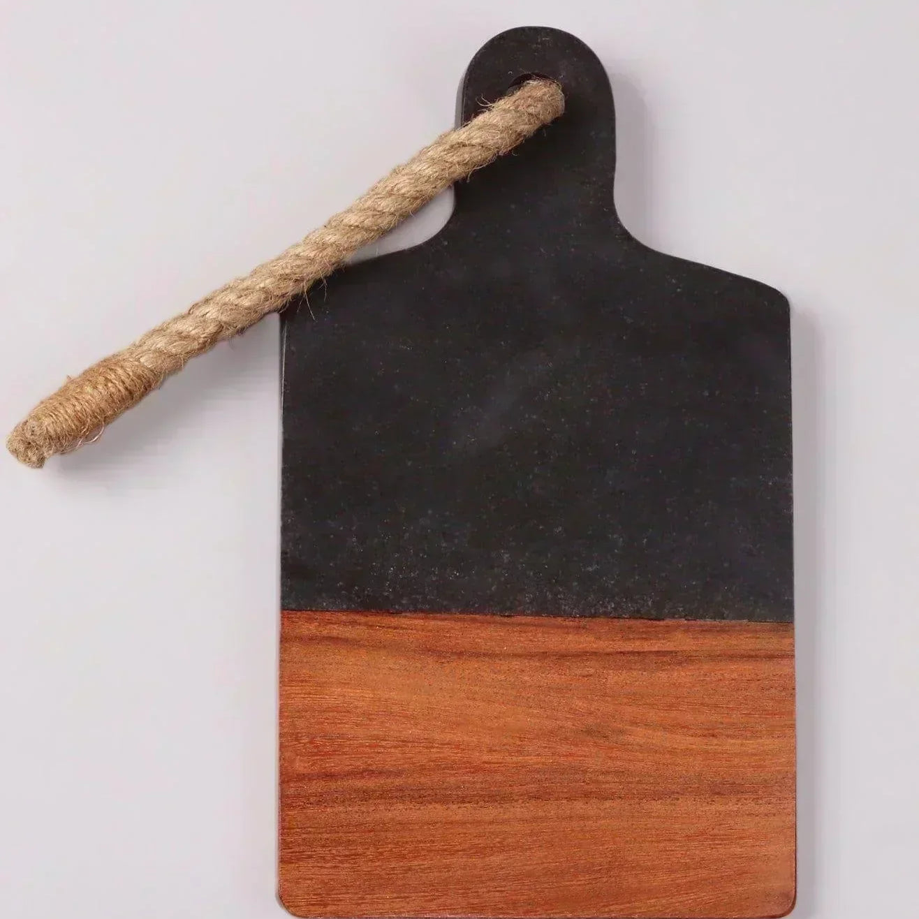 Large Black Marble and Wood Chunky Chopping and Charcuterie Board - G Decor