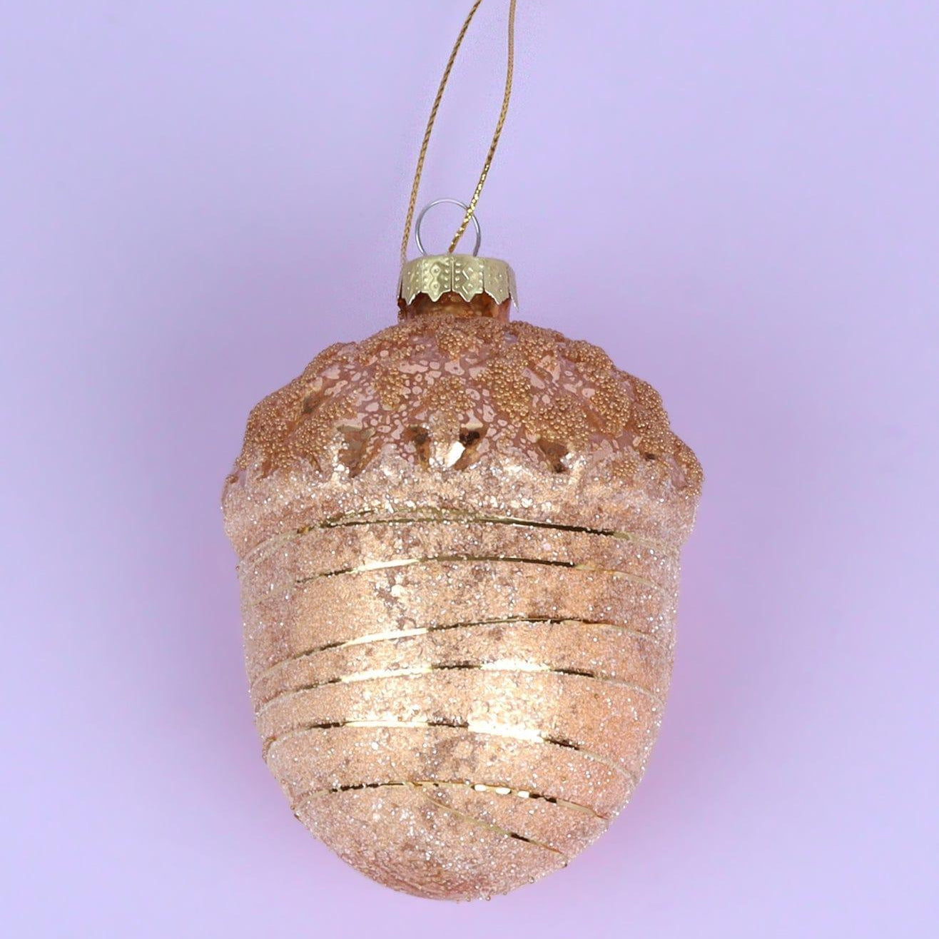 Large Glass Acorn Christmas Bauble Ornament Glamorous Tree Decoration in Gold, Rose Gold & Silver - G Decor