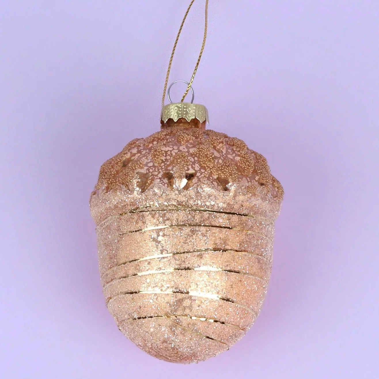 Large Glass Acorn Christmas Bauble Ornament Glamorous Tree Decoration in Gold, Rose Gold & Silver - G Decor