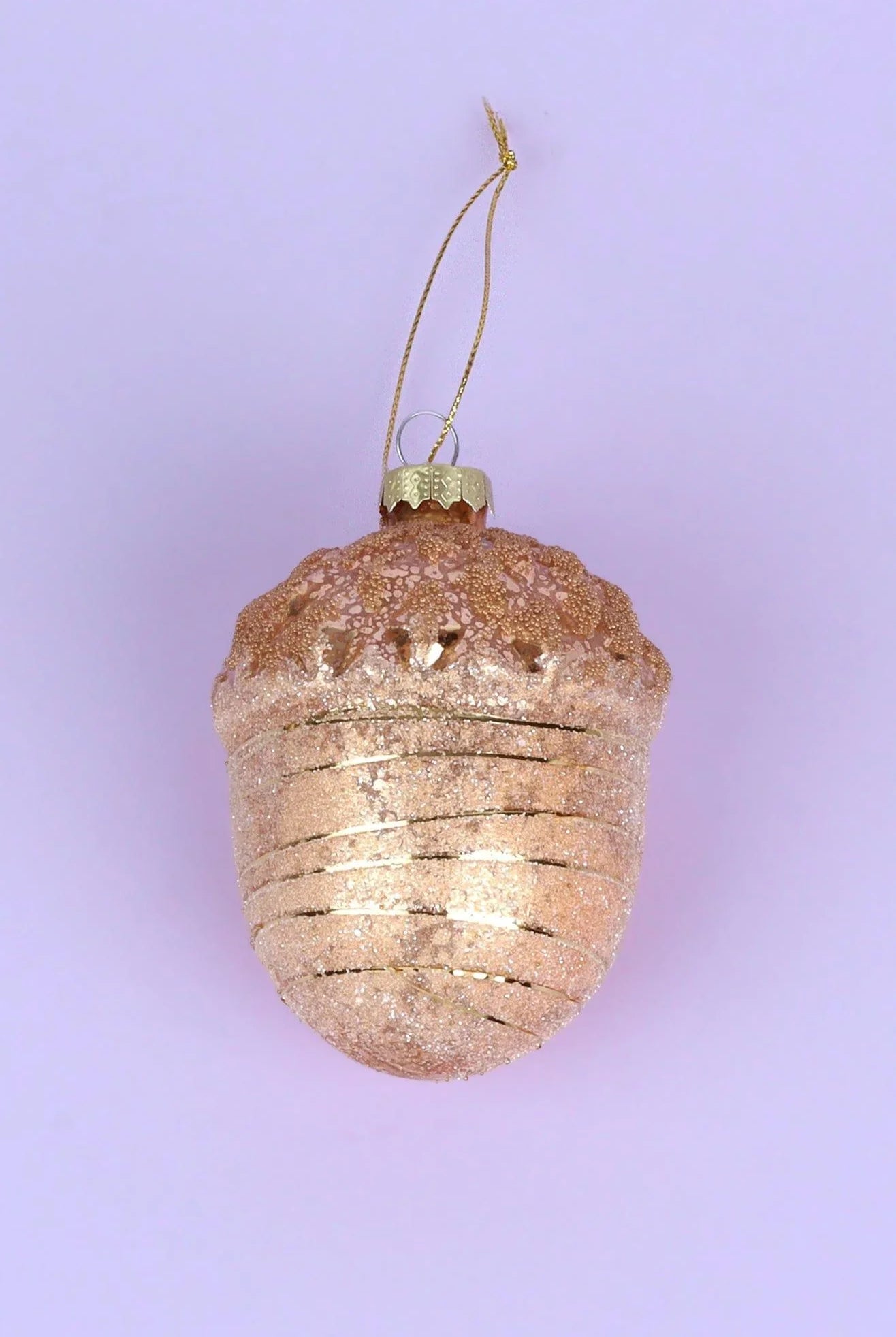 Large Glass Acorn Christmas Bauble Ornament Glamorous Tree Decoration in Gold, Rose Gold & Silver - G Decor