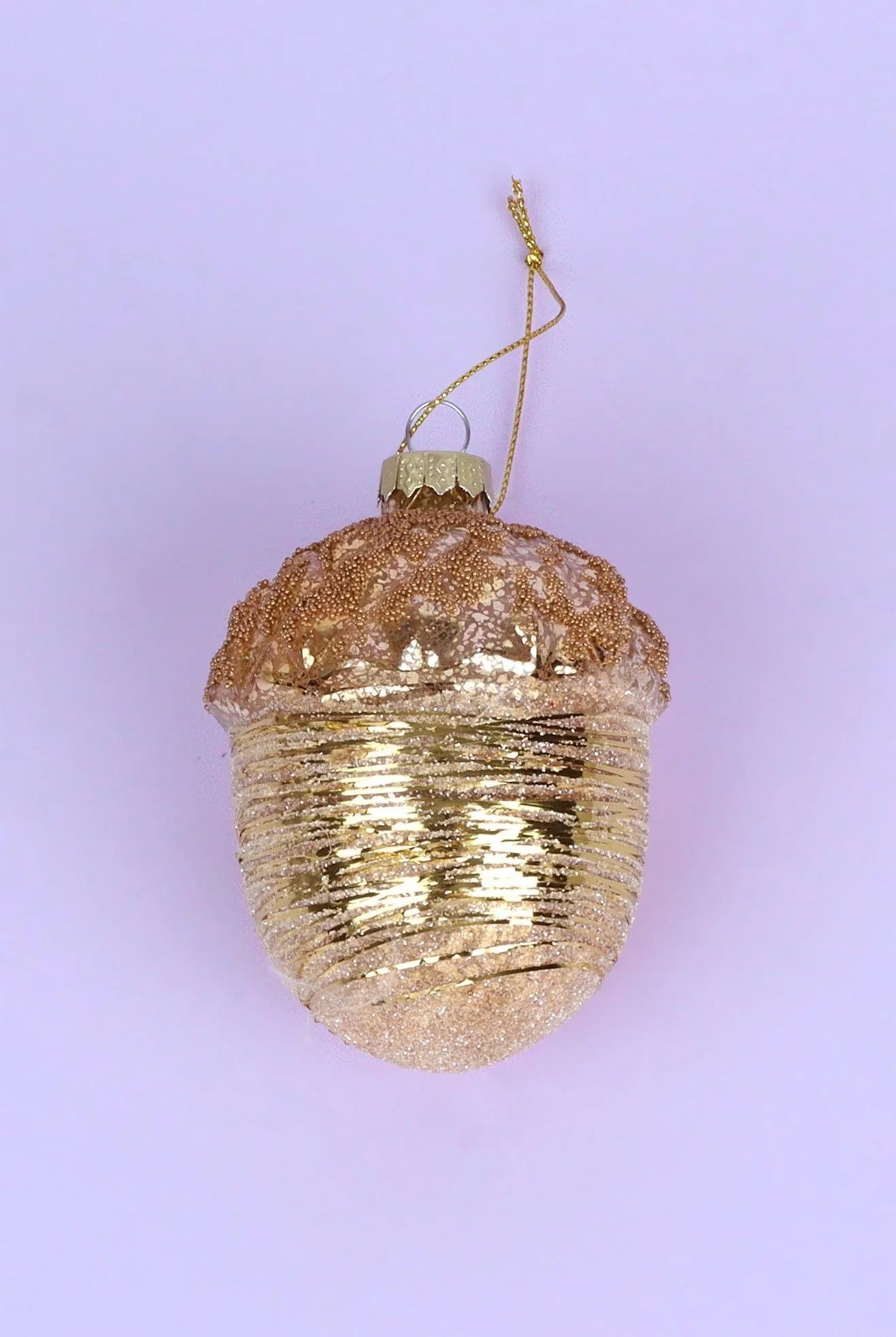 Large Glass Acorn Christmas Bauble Ornament Glamorous Tree Decoration in Gold, Rose Gold & Silver - G Decor