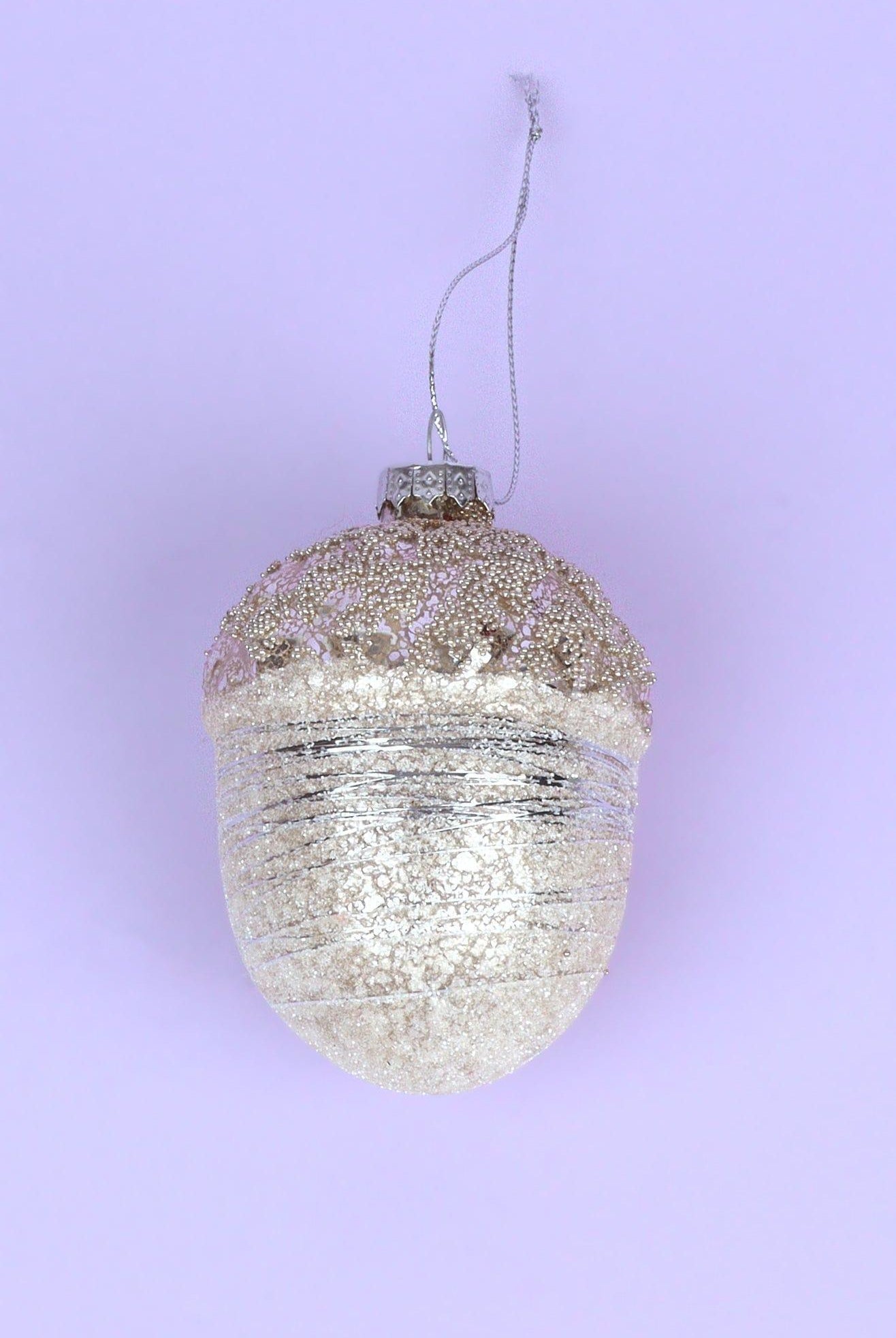 Large Glass Acorn Christmas Bauble Ornament Glamorous Tree Decoration in Gold, Rose Gold & Silver - G Decor