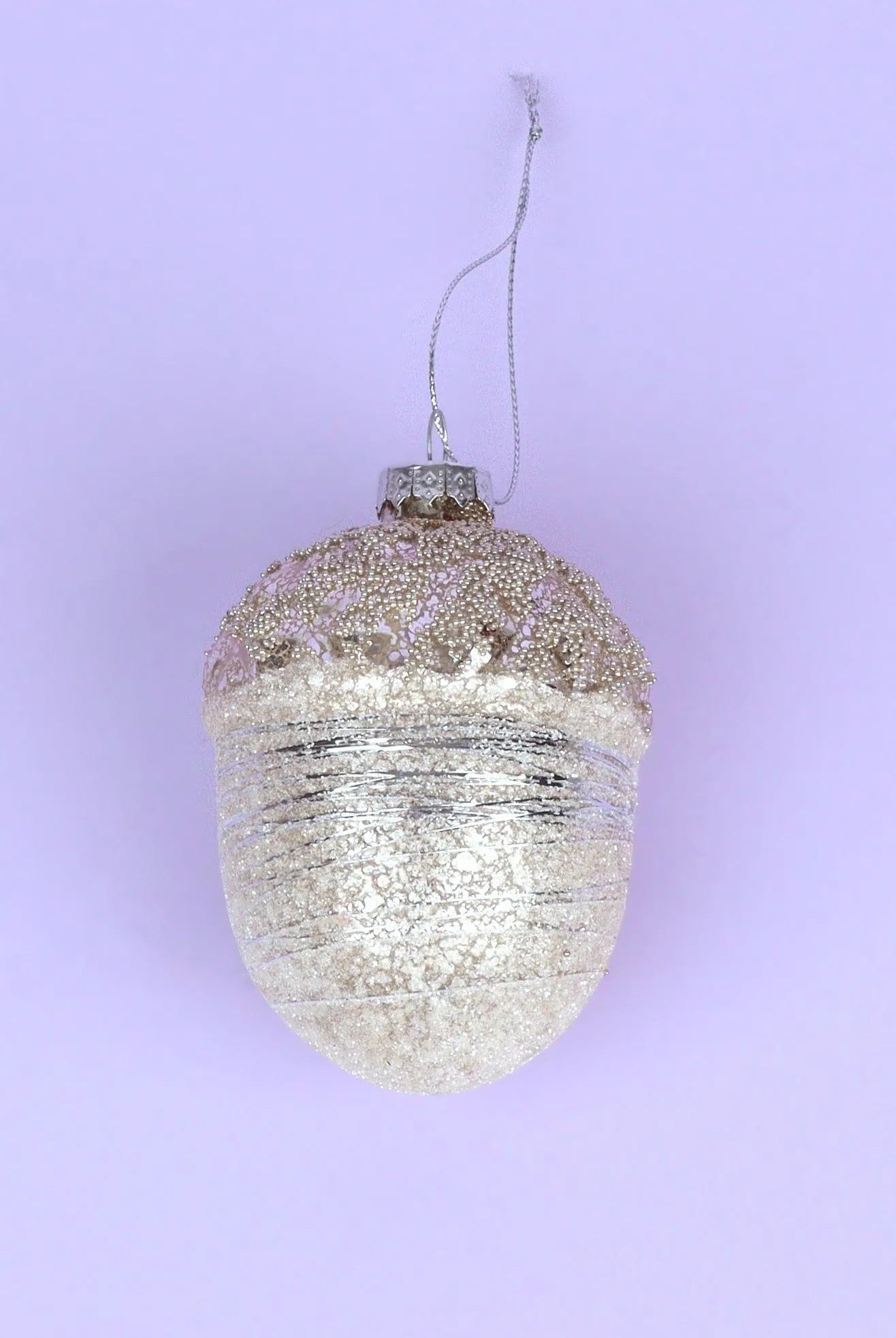 Large Glass Acorn Christmas Bauble Ornament Glamorous Tree Decoration in Gold, Rose Gold & Silver - G Decor