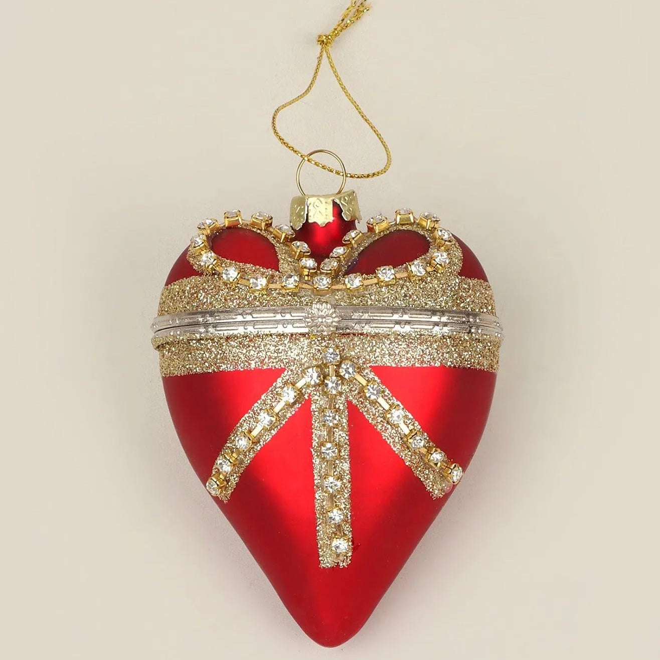Large Glass Red Heartfelt Locket with Gold Details - G Decor