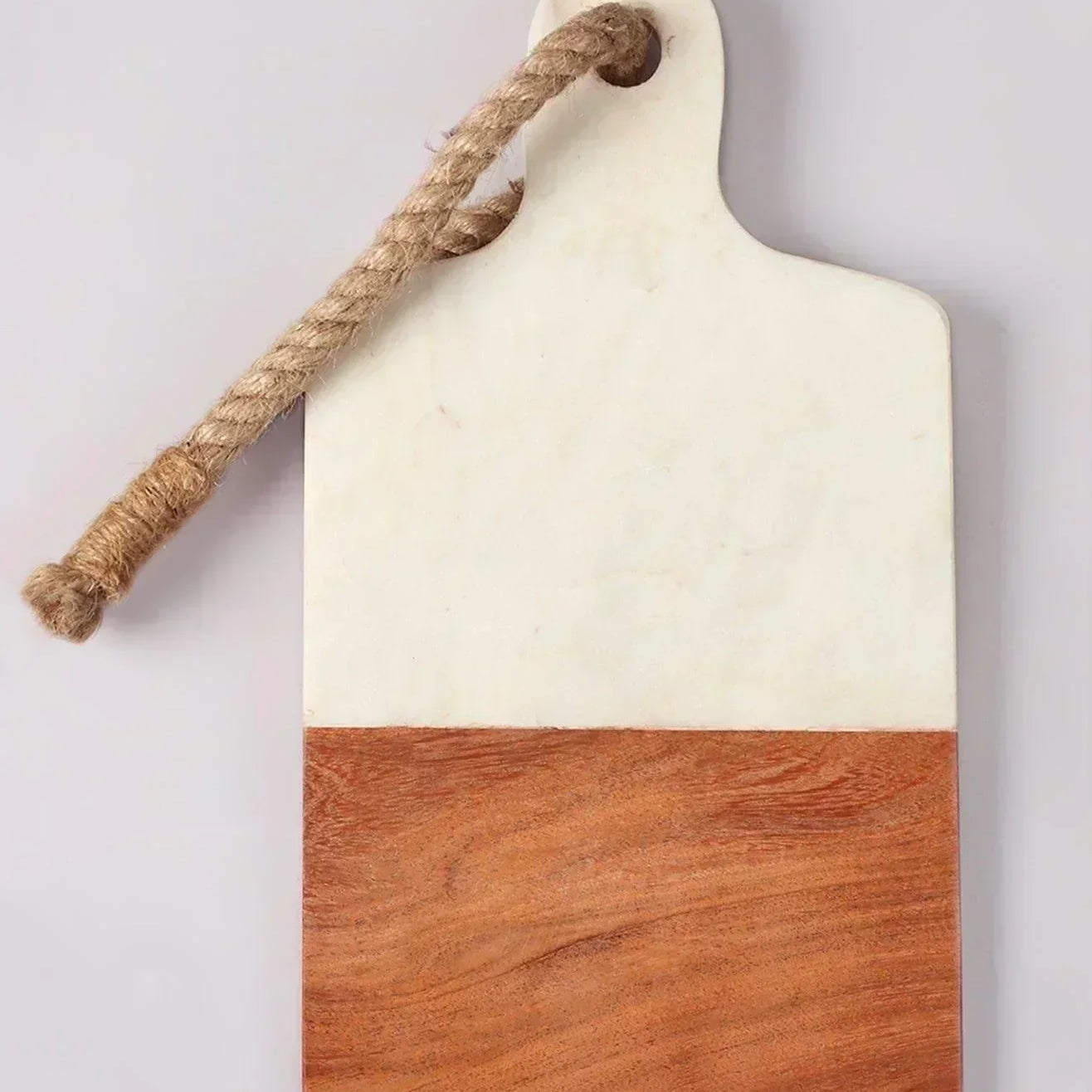 Large White Marble and Wood Chunky Chopping and Charcuterie Board - G Decor