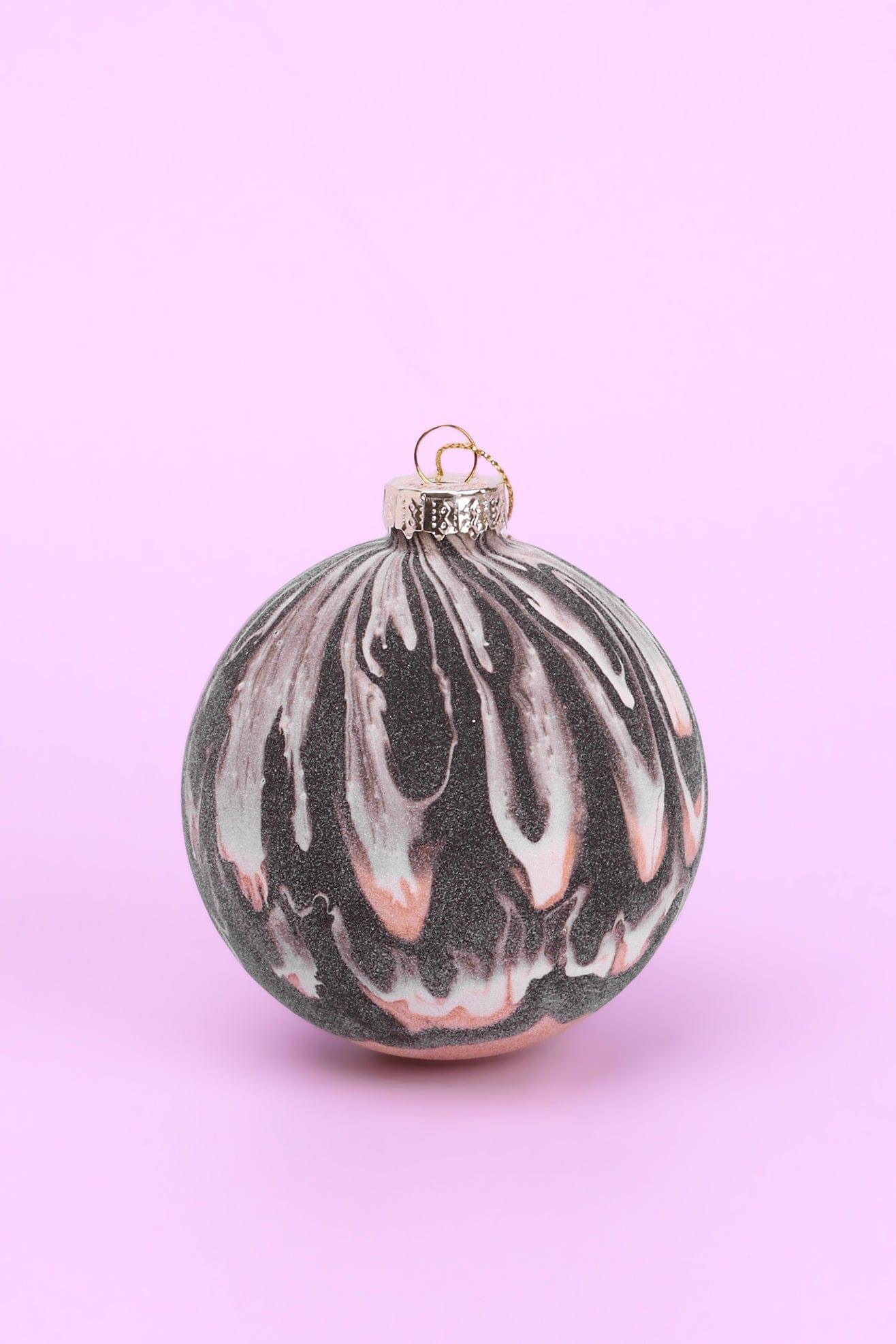 Luxurious Black, White, and Gold Marble Effect Christmas Tree Bauble - G Decor