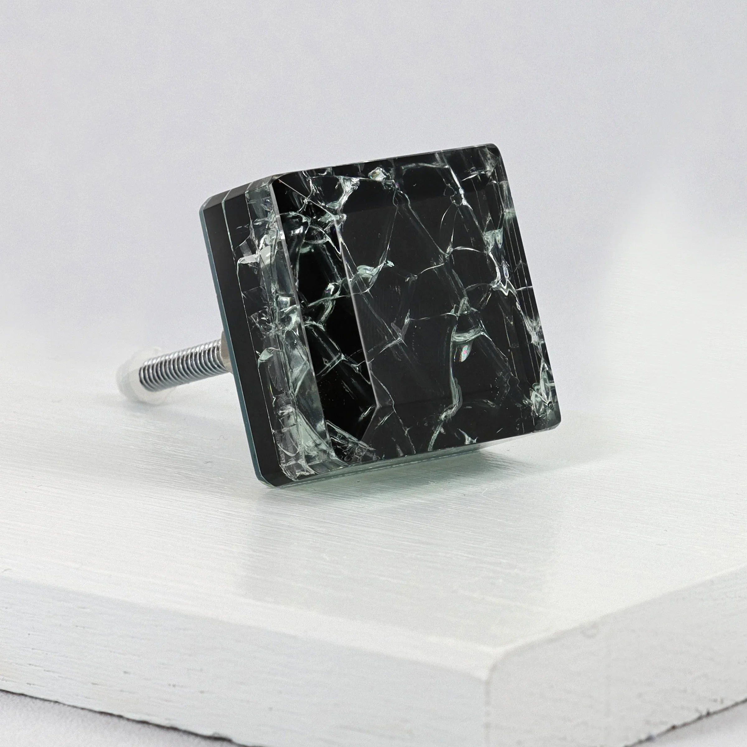 Maison Square Crystal Crackle Mirror Glass Pull Knobs - G Decor