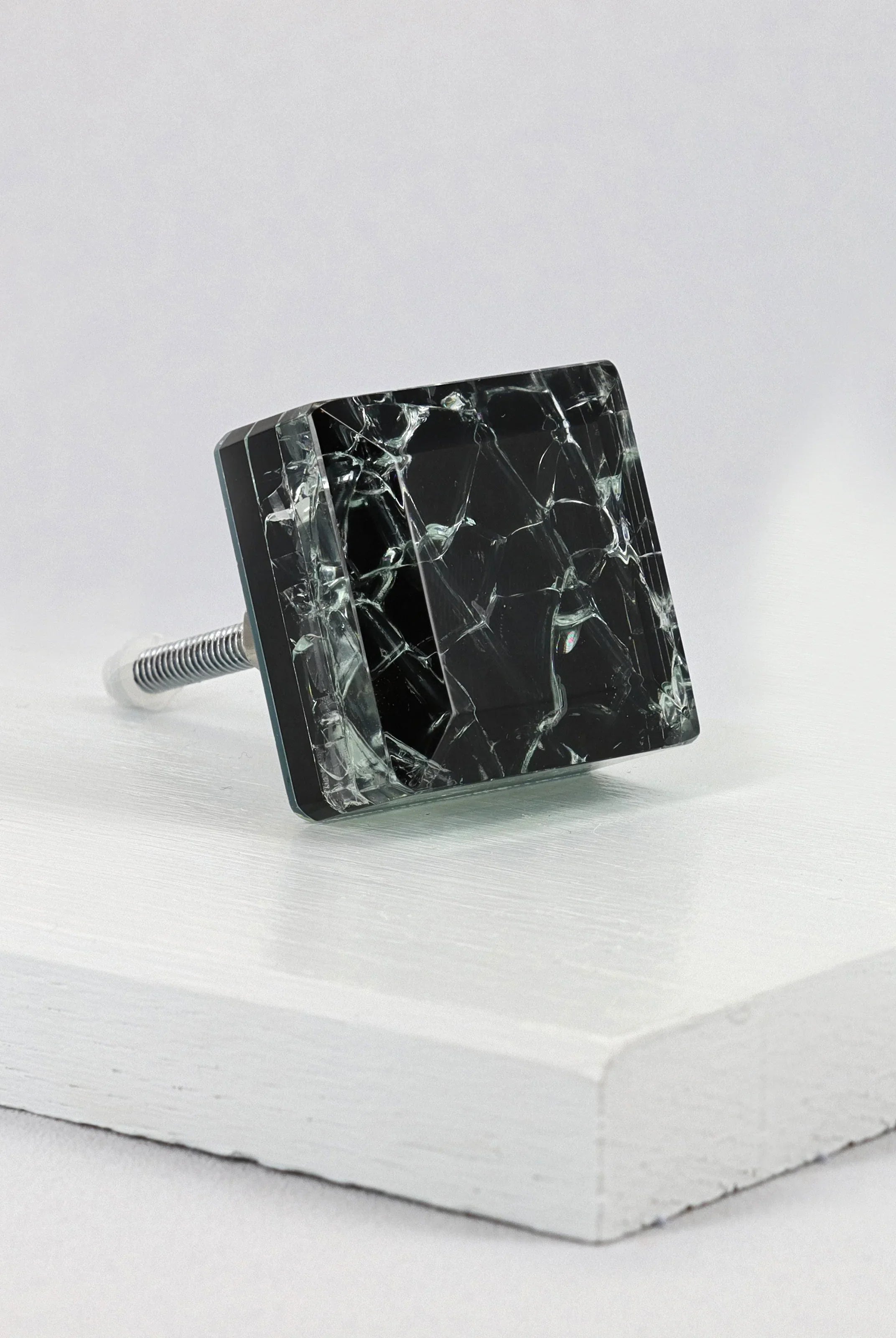 Maison Square Crystal Crackle Mirror Glass Pull Knobs - G Decor