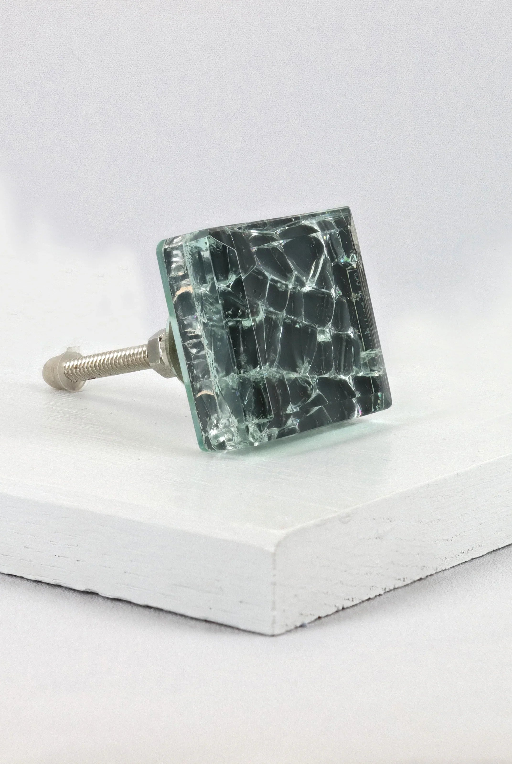 Maison Square Crystal Crackle Mirror Glass Pull Knobs - G Decor