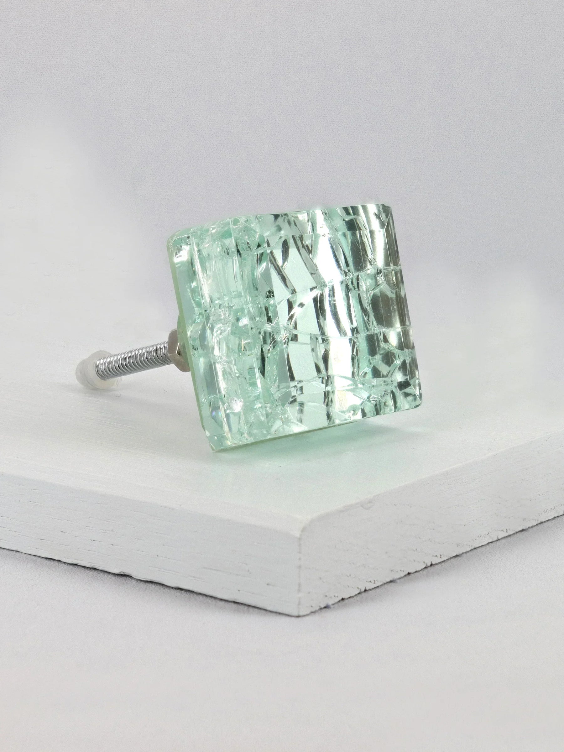 Maison Square Crystal Crackle Mirror Glass Cabinet Pull Knob — view 8, G Decor