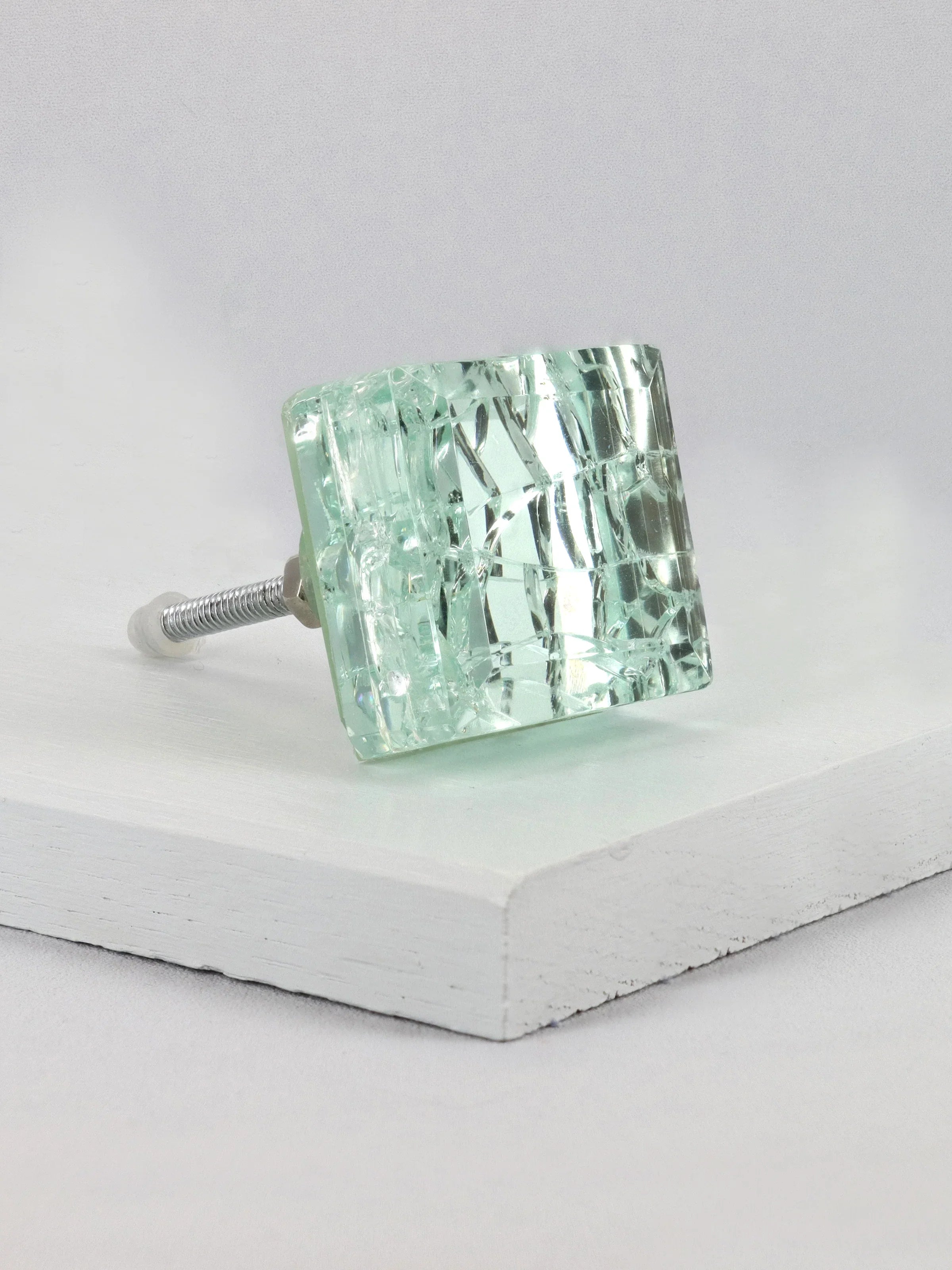 Maison Square Crystal Crackle Mirror Glass Pull Knobs - G Decor