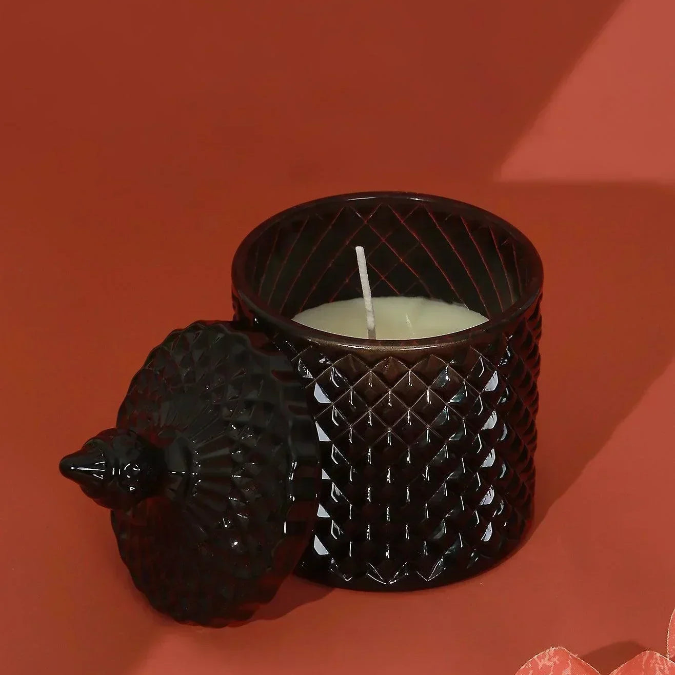 Misumi Scented Sandalwood Perfect for Meditation, Black Diamond Glass Jar Candle - G Decor