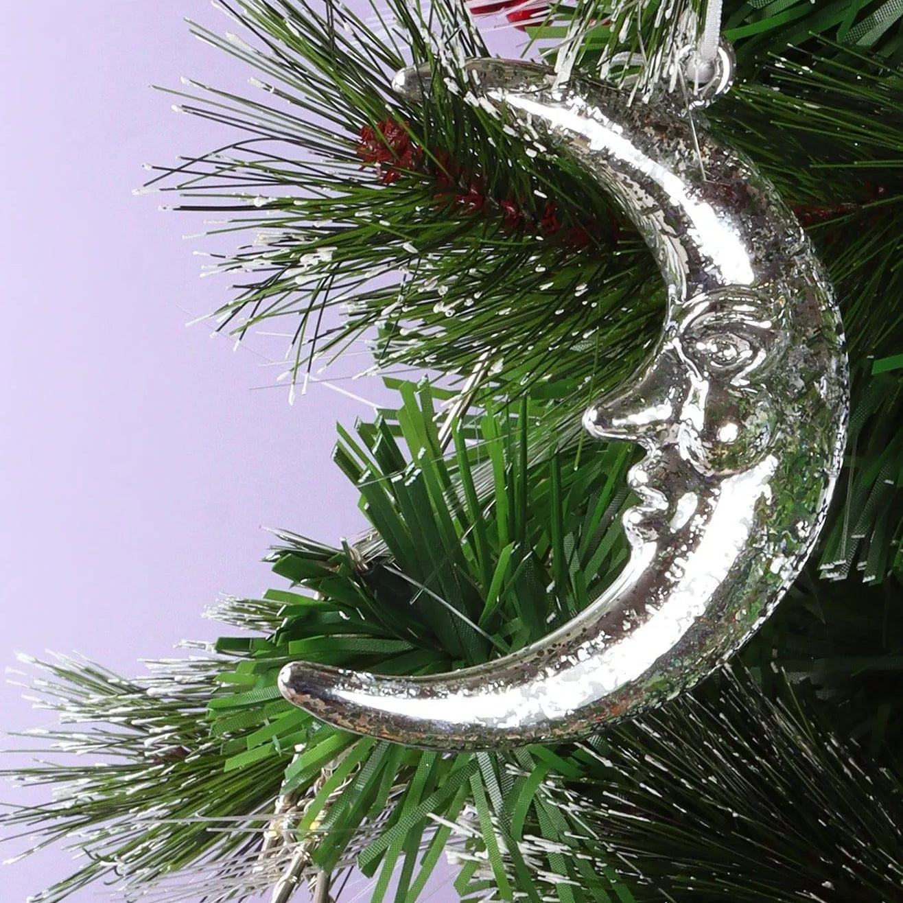 Mottled Silver Glass Crescent Moon - G Decor