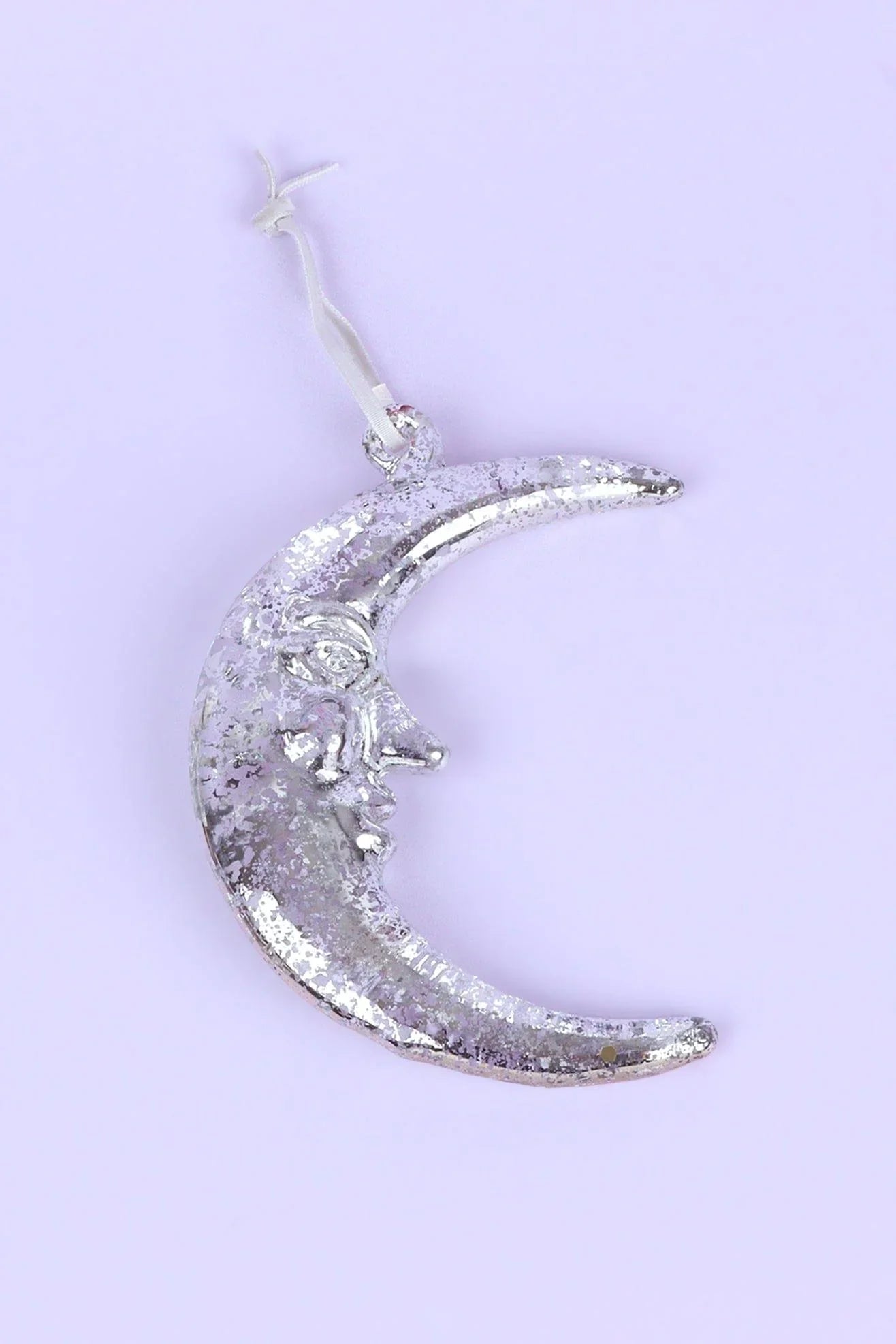 Mottled Silver Glass Crescent Moon - G Decor