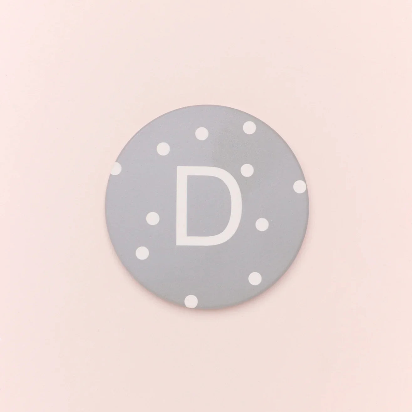 Neutral Pastel Polka Dot Monogram Coaster Personalised Alphabet Initial Letter Ceramic with Cork Base - G Decor
