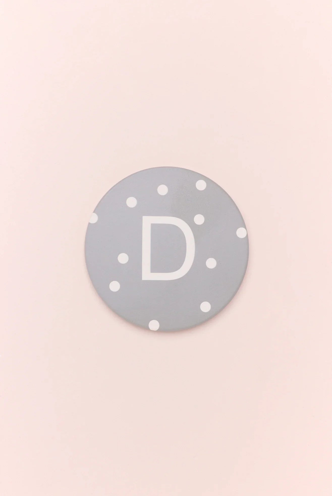Neutral Pastel Polka Dot Monogram Coaster Personalised Alphabet Initial Letter Ceramic with Cork Base - G Decor