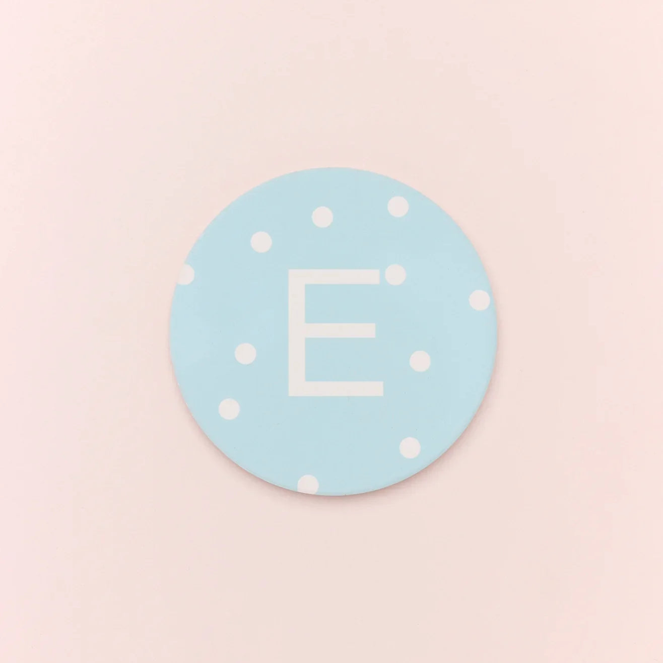 Neutral Pastel Polka Dot Monogram Coaster Personalised Alphabet Initial Letter Ceramic with Cork Base - G Decor