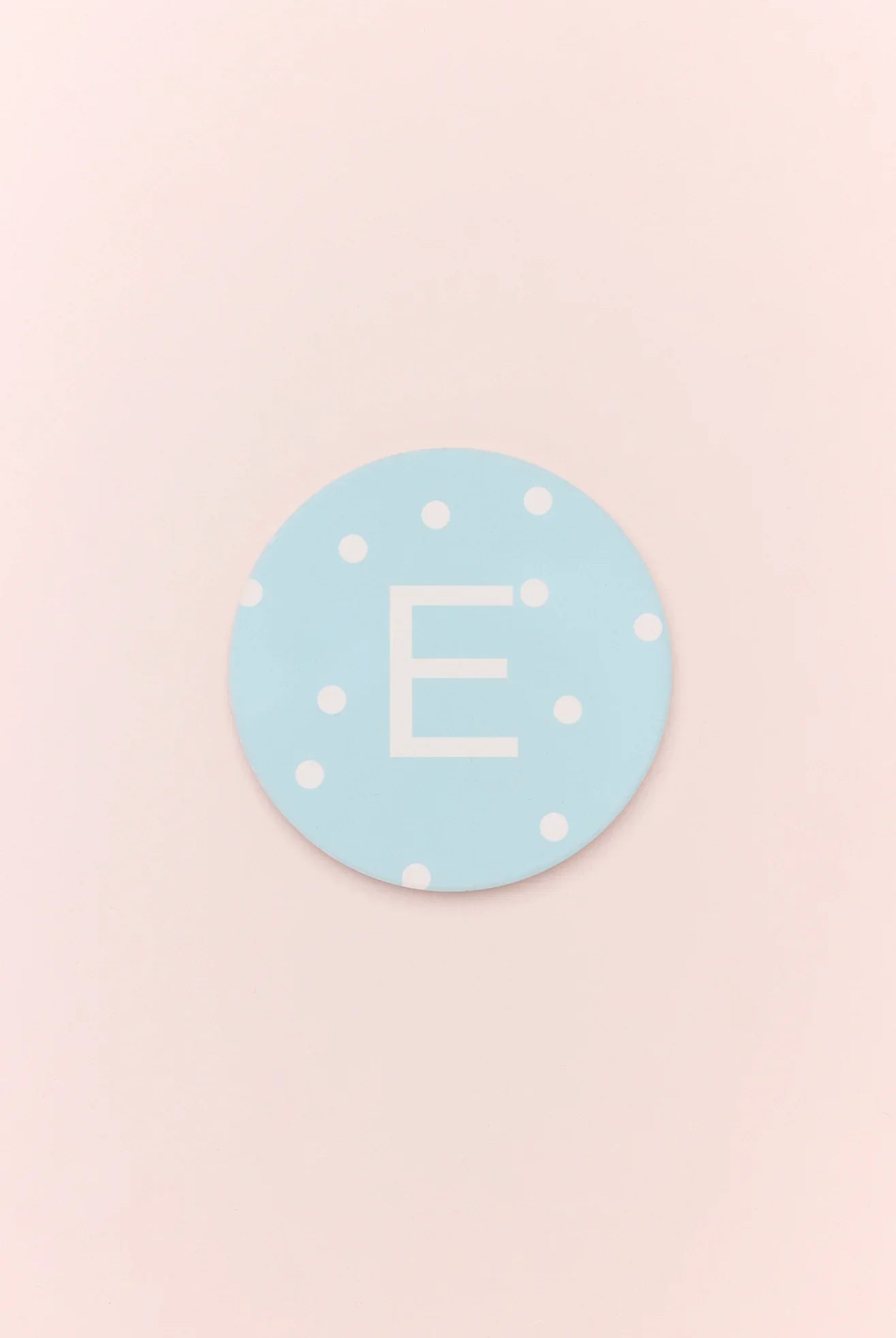 Neutral Pastel Polka Dot Monogram Coaster Personalised Alphabet Initial Letter Ceramic with Cork Base - G Decor